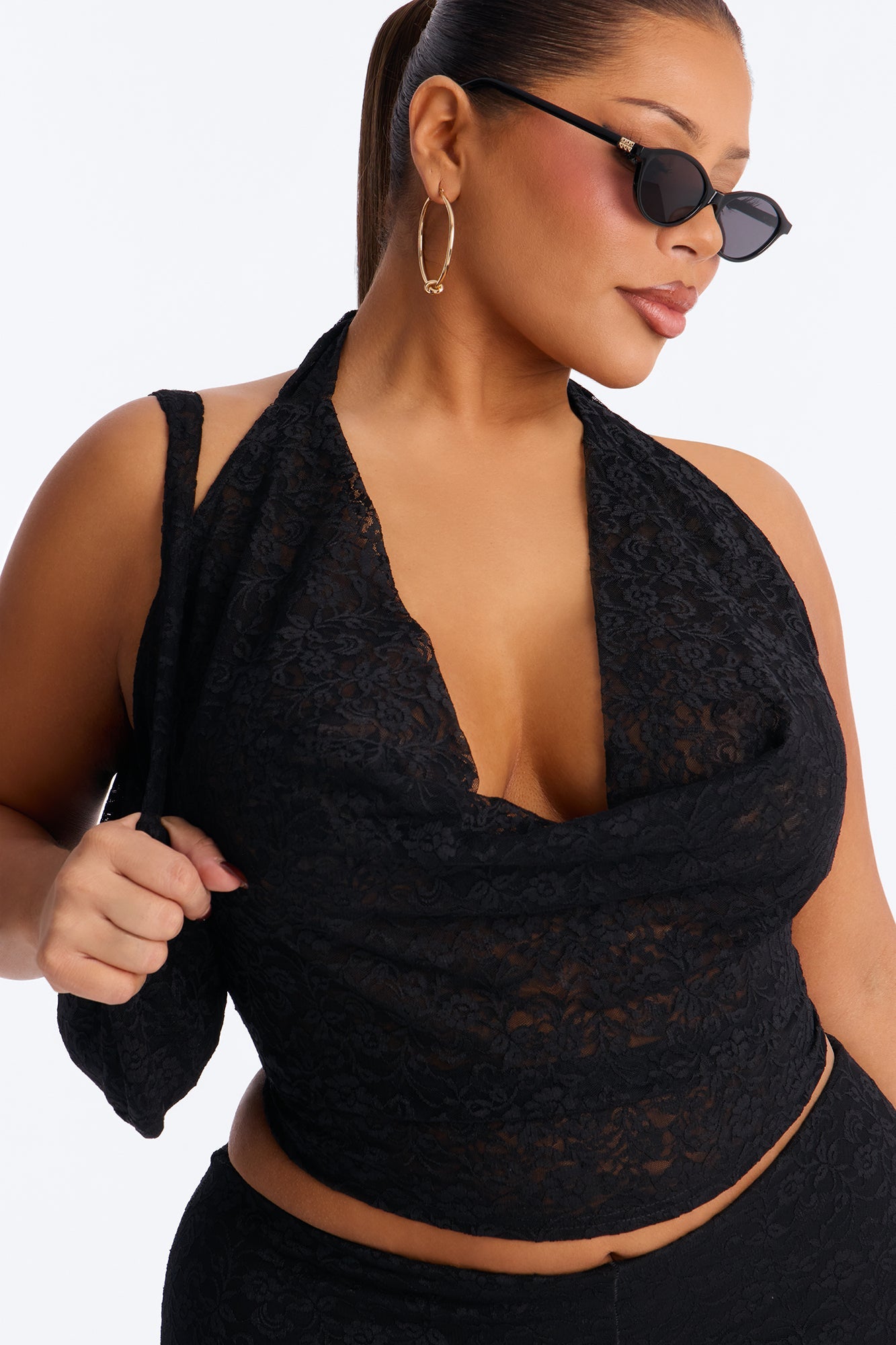 Pretty Please Lace 3 Piece Capri Set - Black