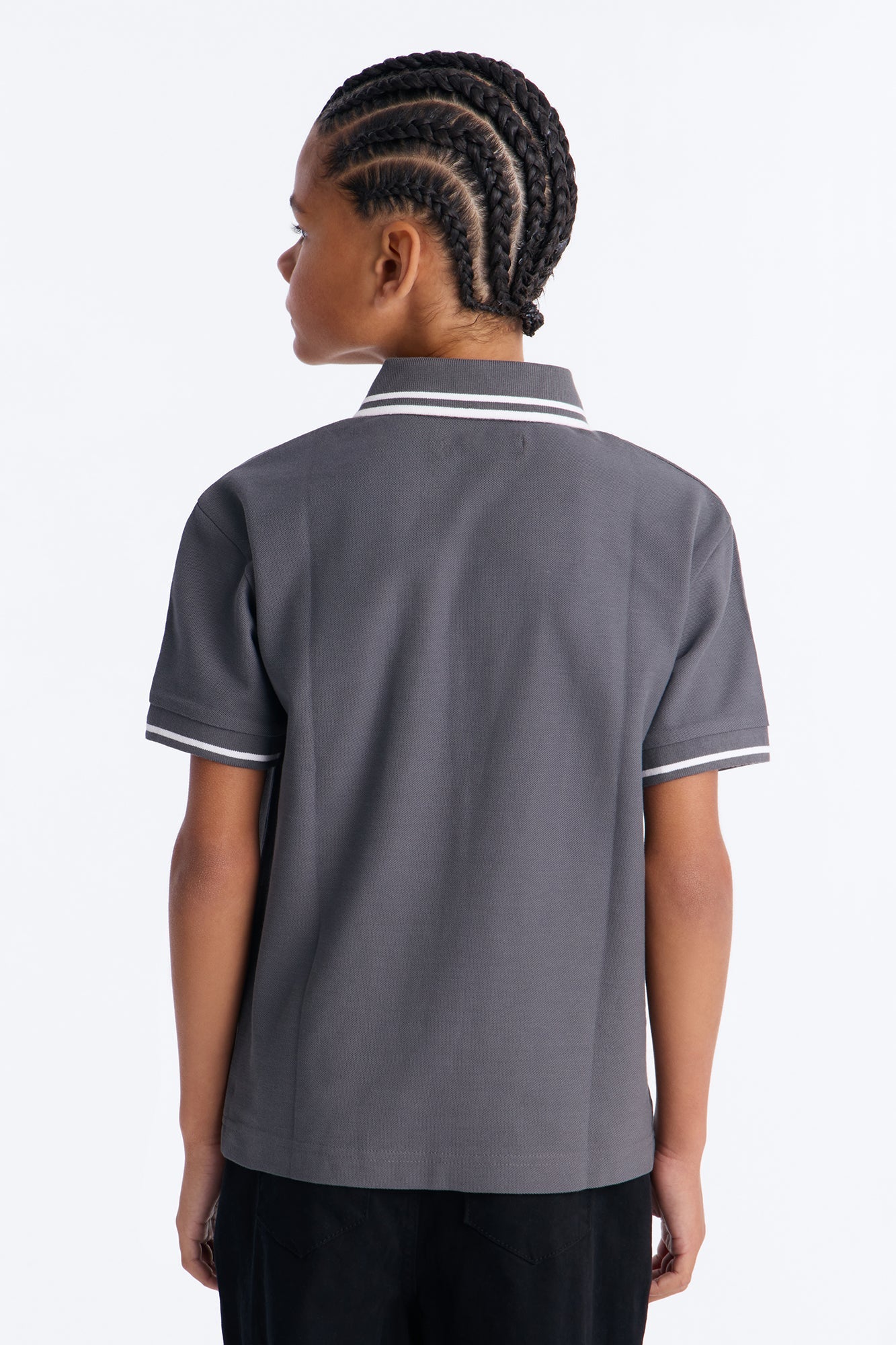 Mini Wilson Short Sleeve Polo - Charcoal