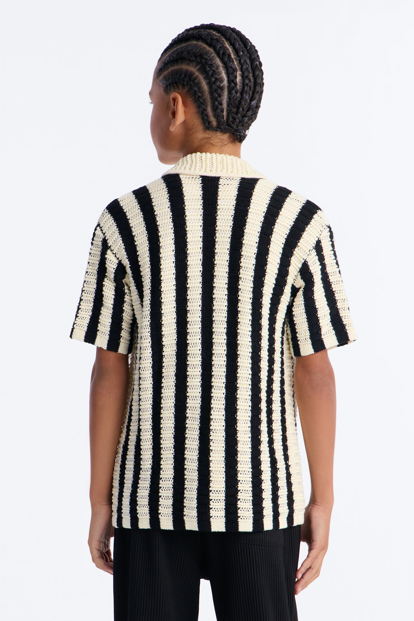 Mini Clark Striped Knit Button up Shirt - Black/combo