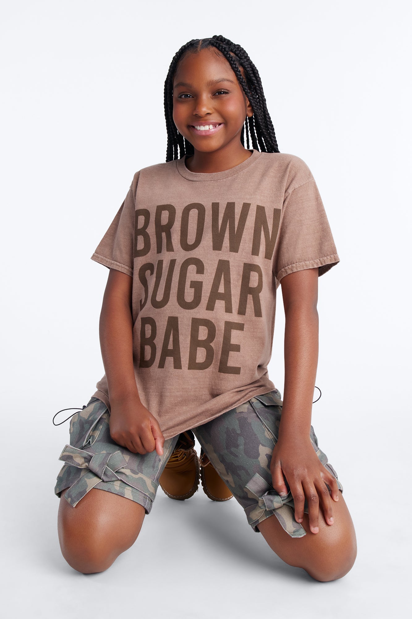 Mini Brown Sugar Babe Washed Tee - Brown