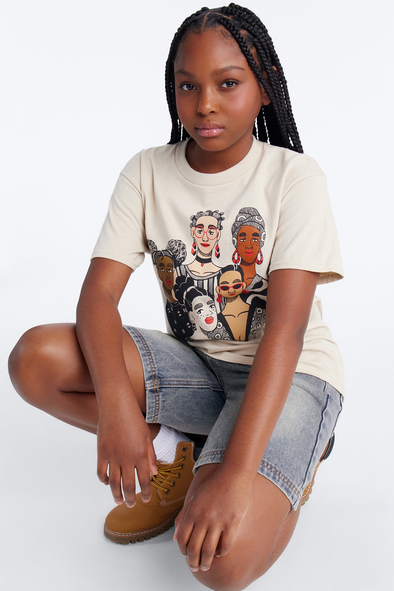 Mini Beautiful Besties Short Sleeve Tee - Khaki