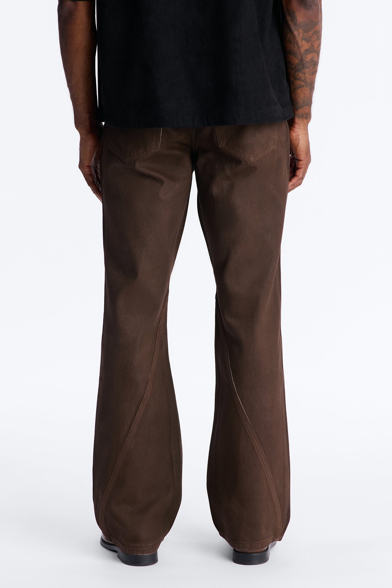 Stacked Slim Flare Phantom Waxed Jean - Brown