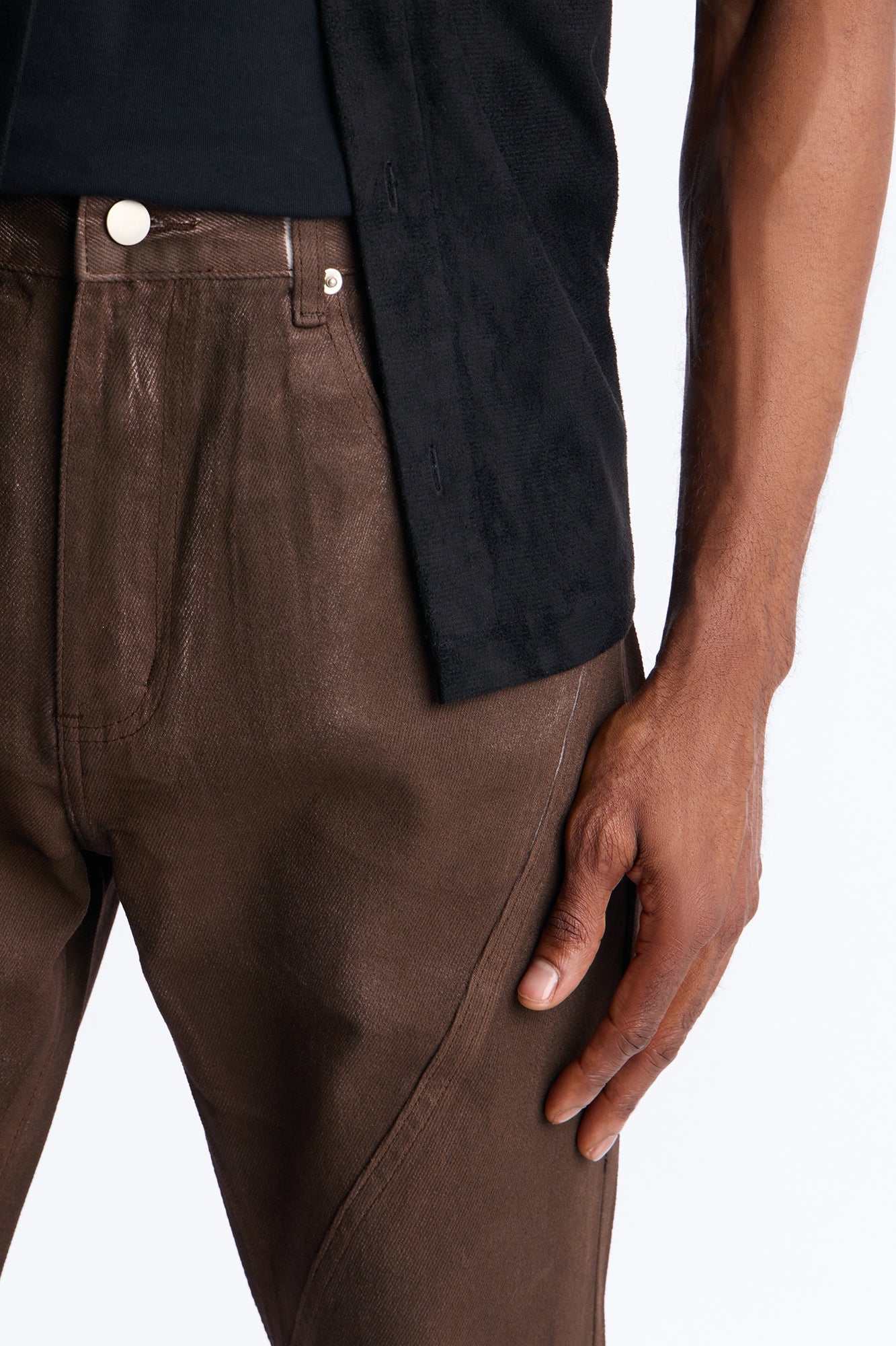 Stacked Slim Flare Phantom Waxed Jean - Brown