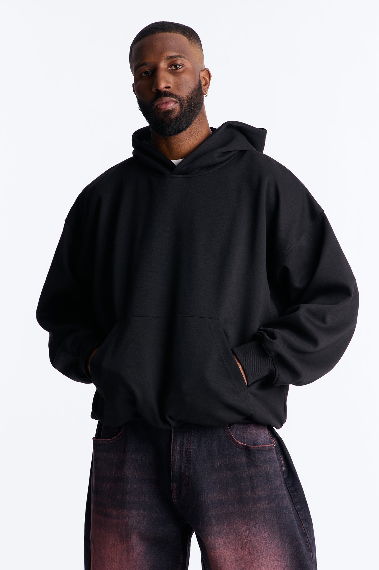 Call Me Structured Hoodie Fleece Hoodie - Black