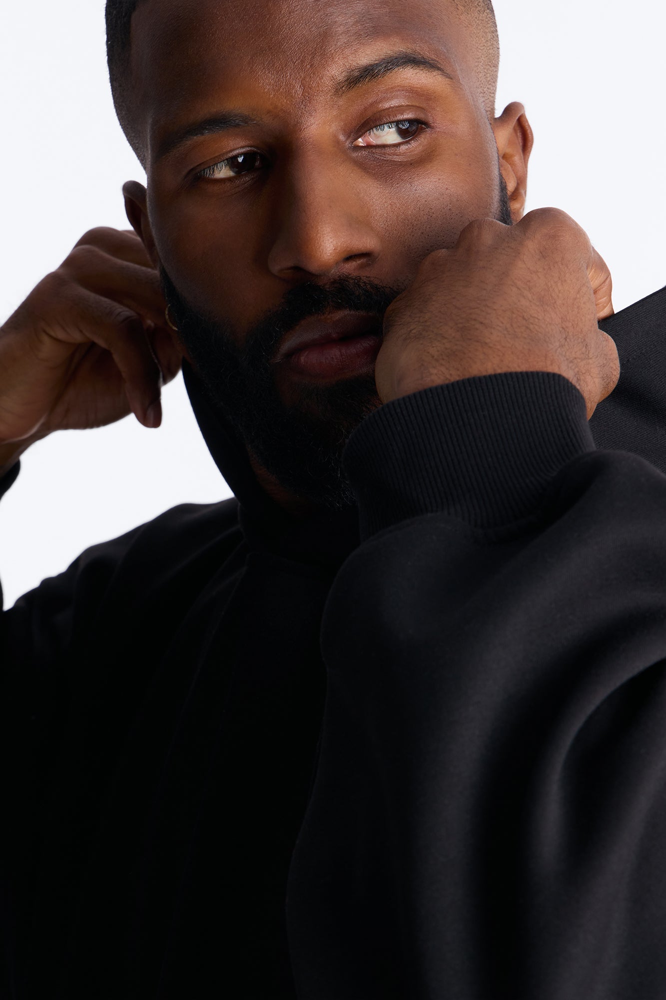 Call Me Structured Hoodie Fleece Hoodie - Black