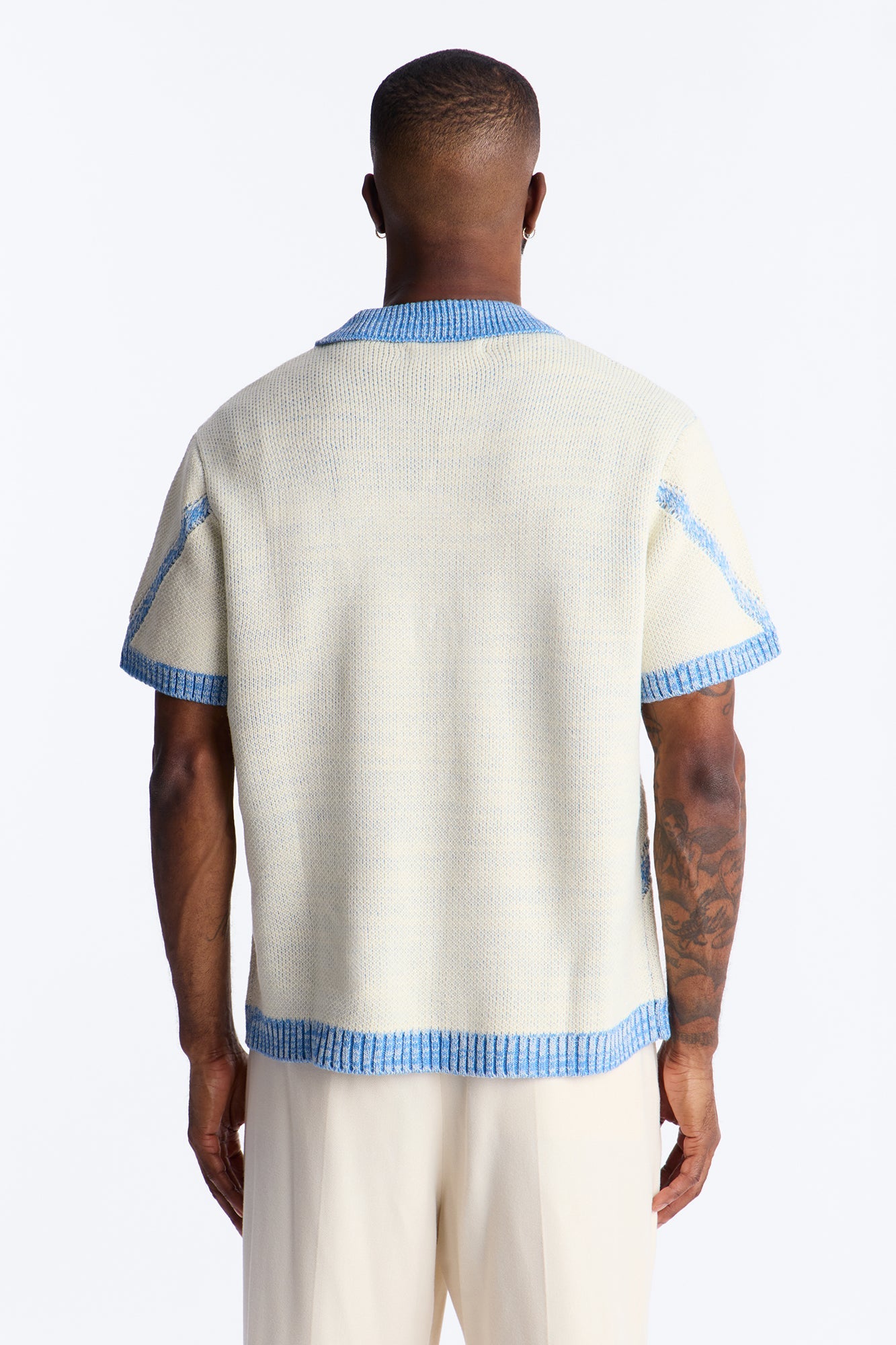 Classic Argyle Knit Polo - Cream