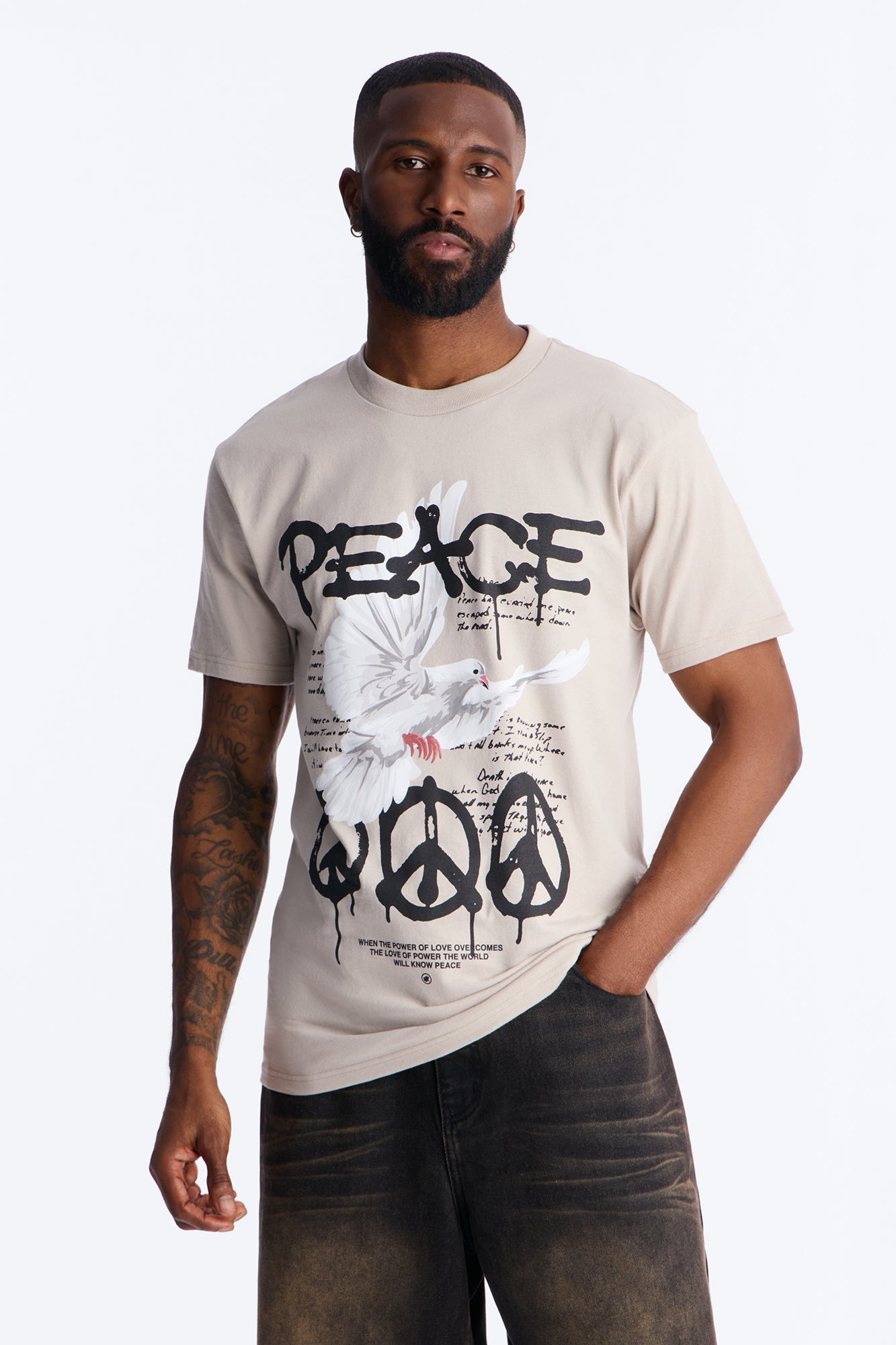 The Power Of Peace Short Sleeve Tee - Silver