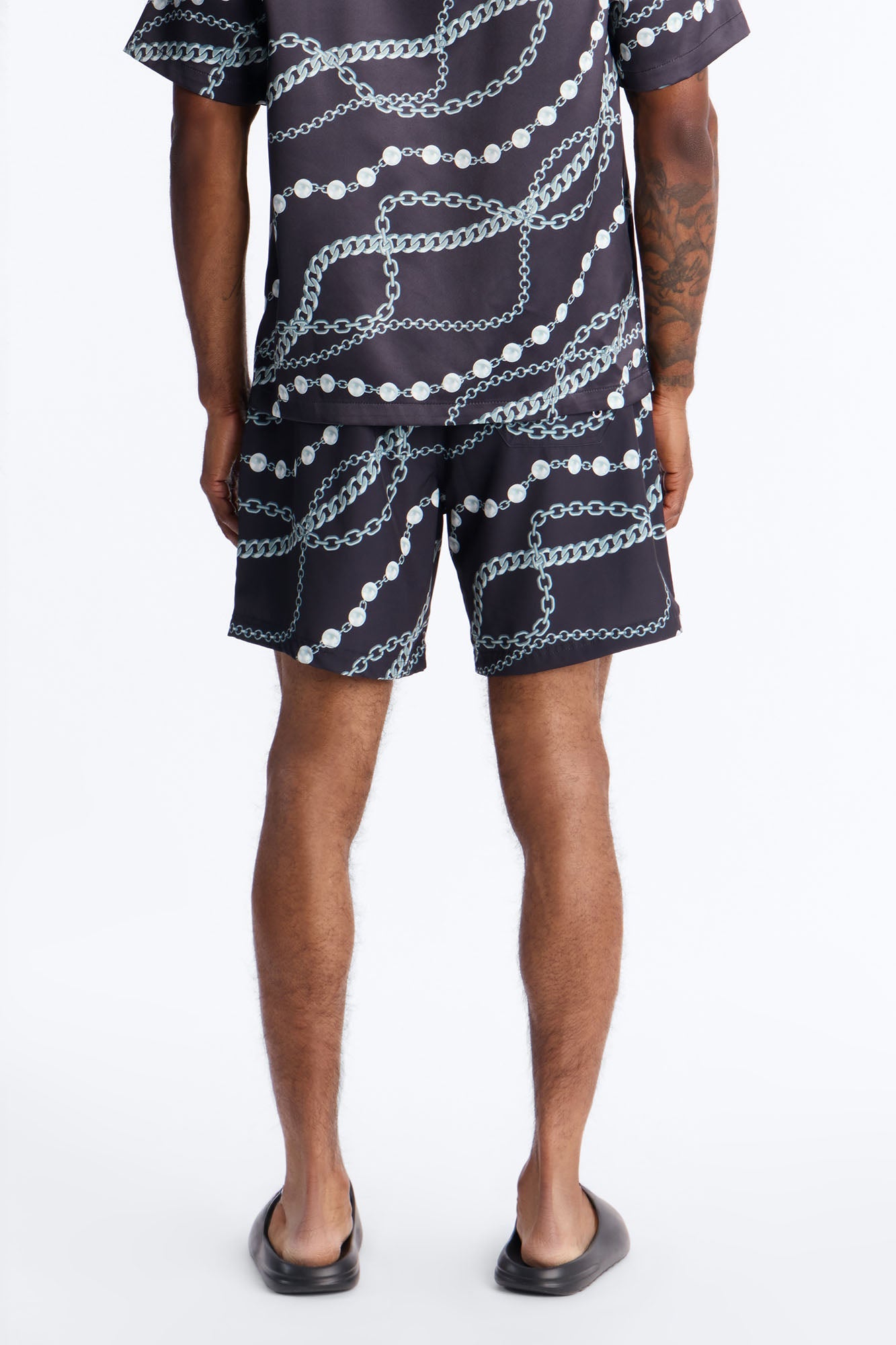 Chain Flex Printed Swim Trunk 7″ - Black