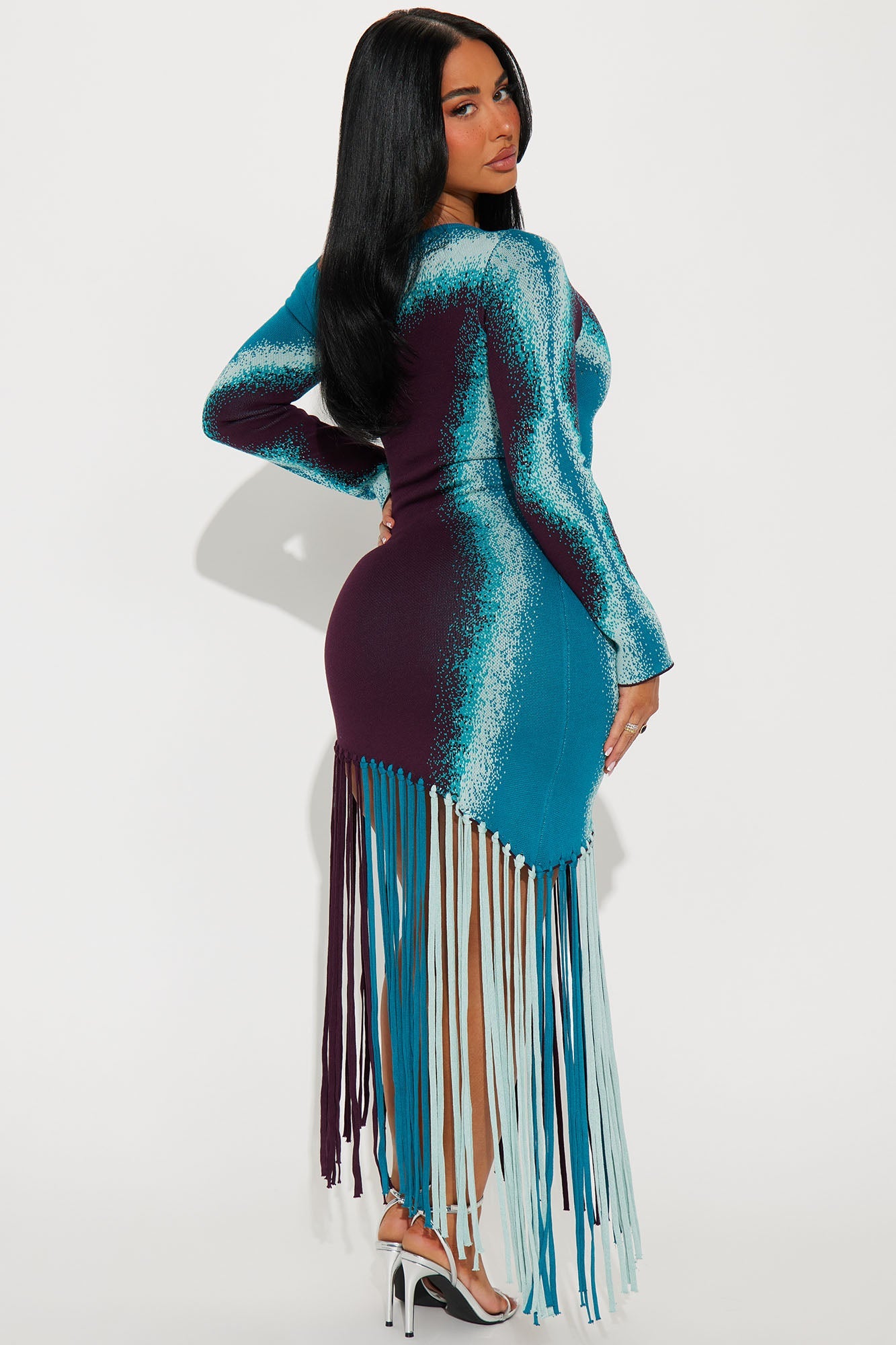 Watch Me Go Sweater Mini Dress - Turquoise/combo