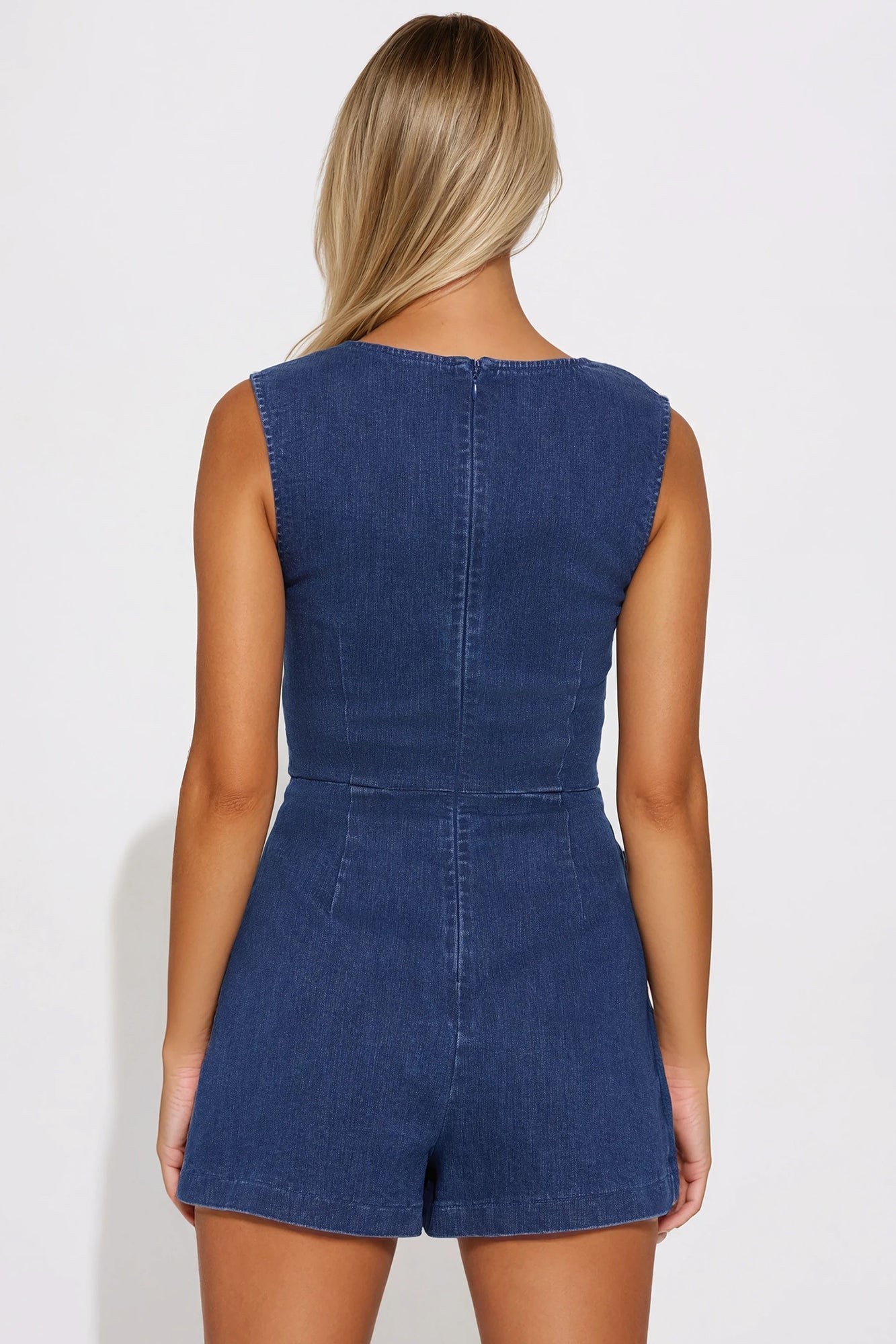Violeta Denim Romper - Dark Wash