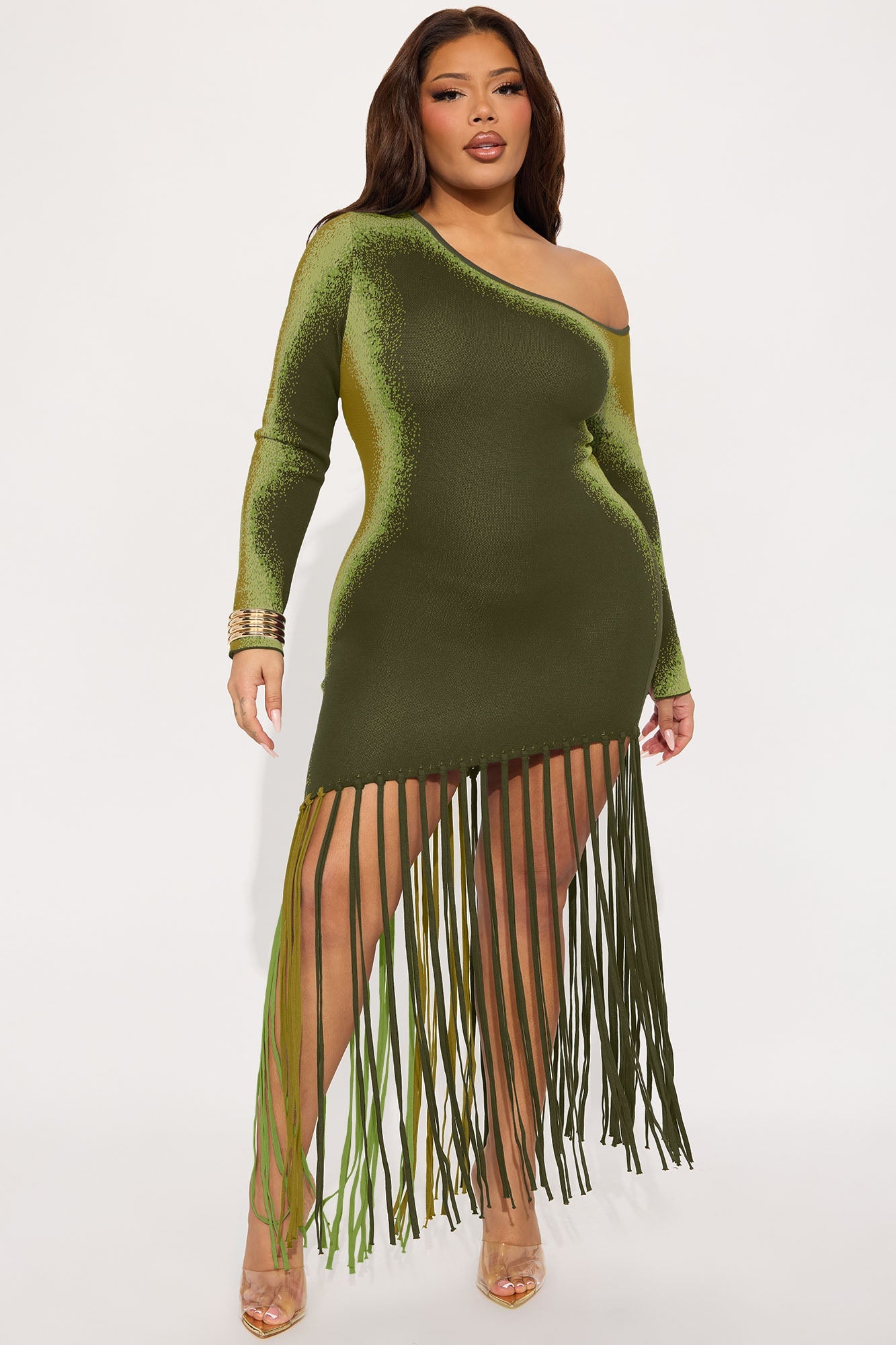 Watch Me Go Sweater Mini Dress - Olive/combo