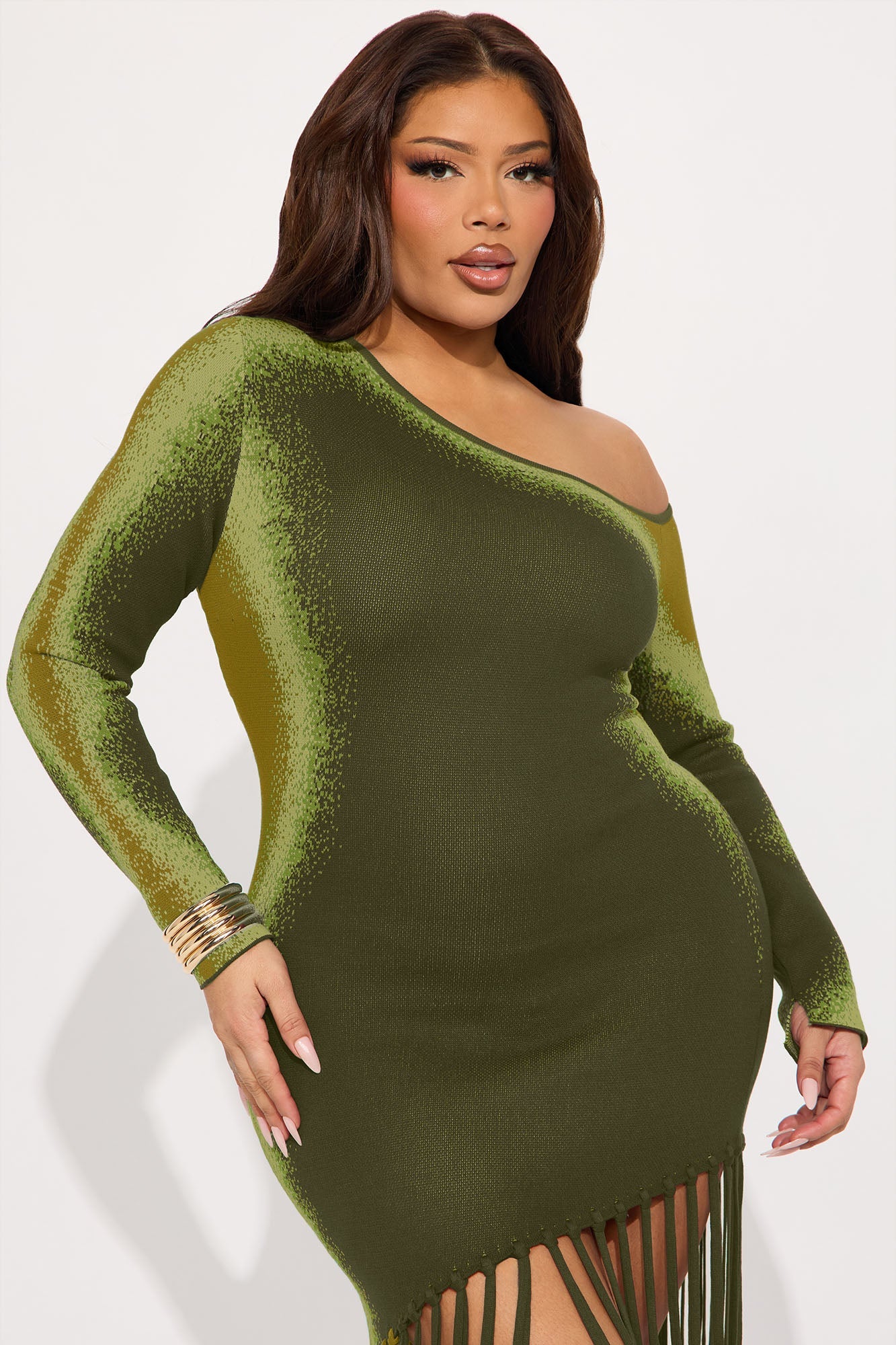 Watch Me Go Sweater Mini Dress - Olive/combo