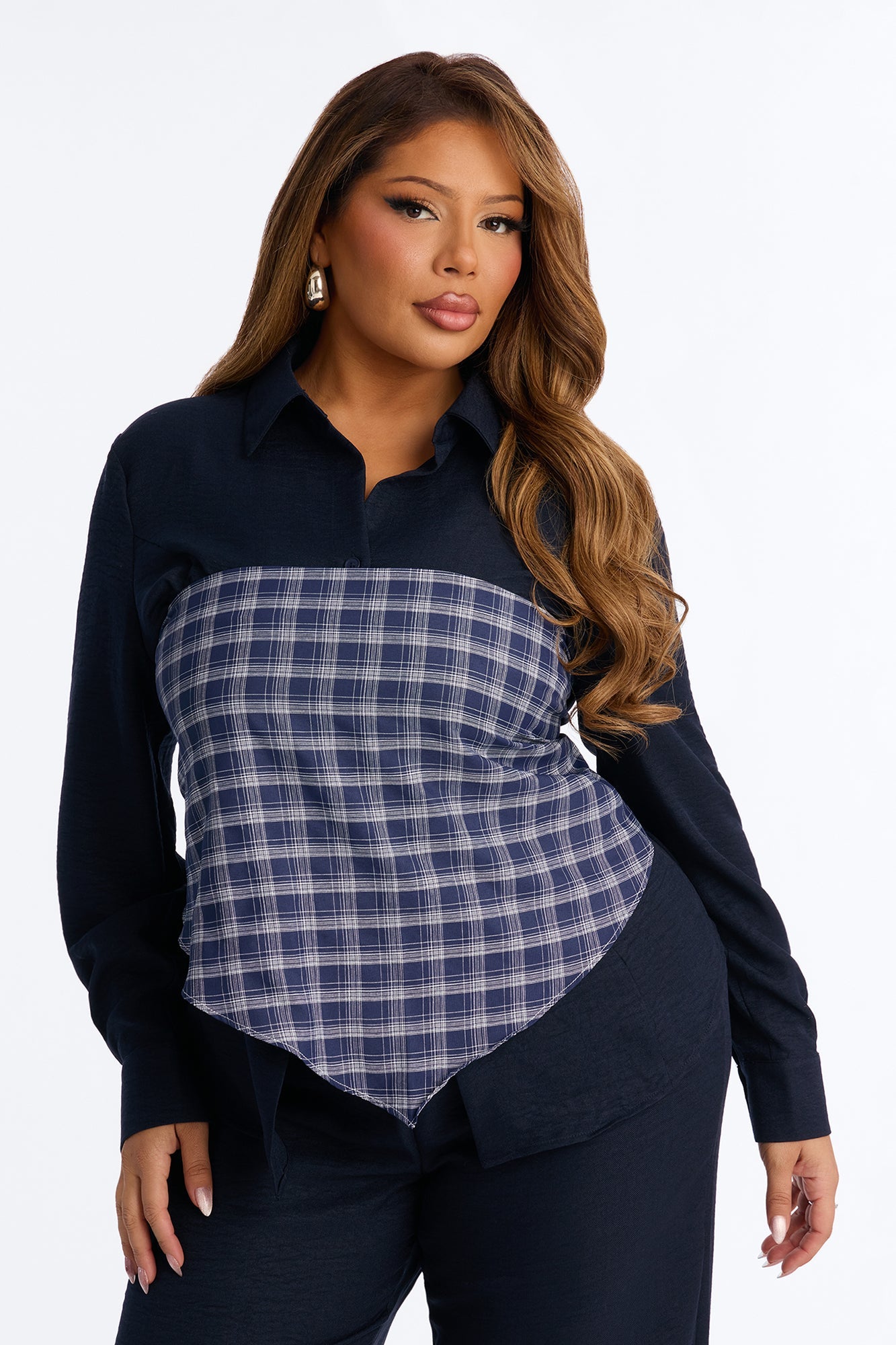 Always Functional Scarf 3 Piece Pant Set - Navy