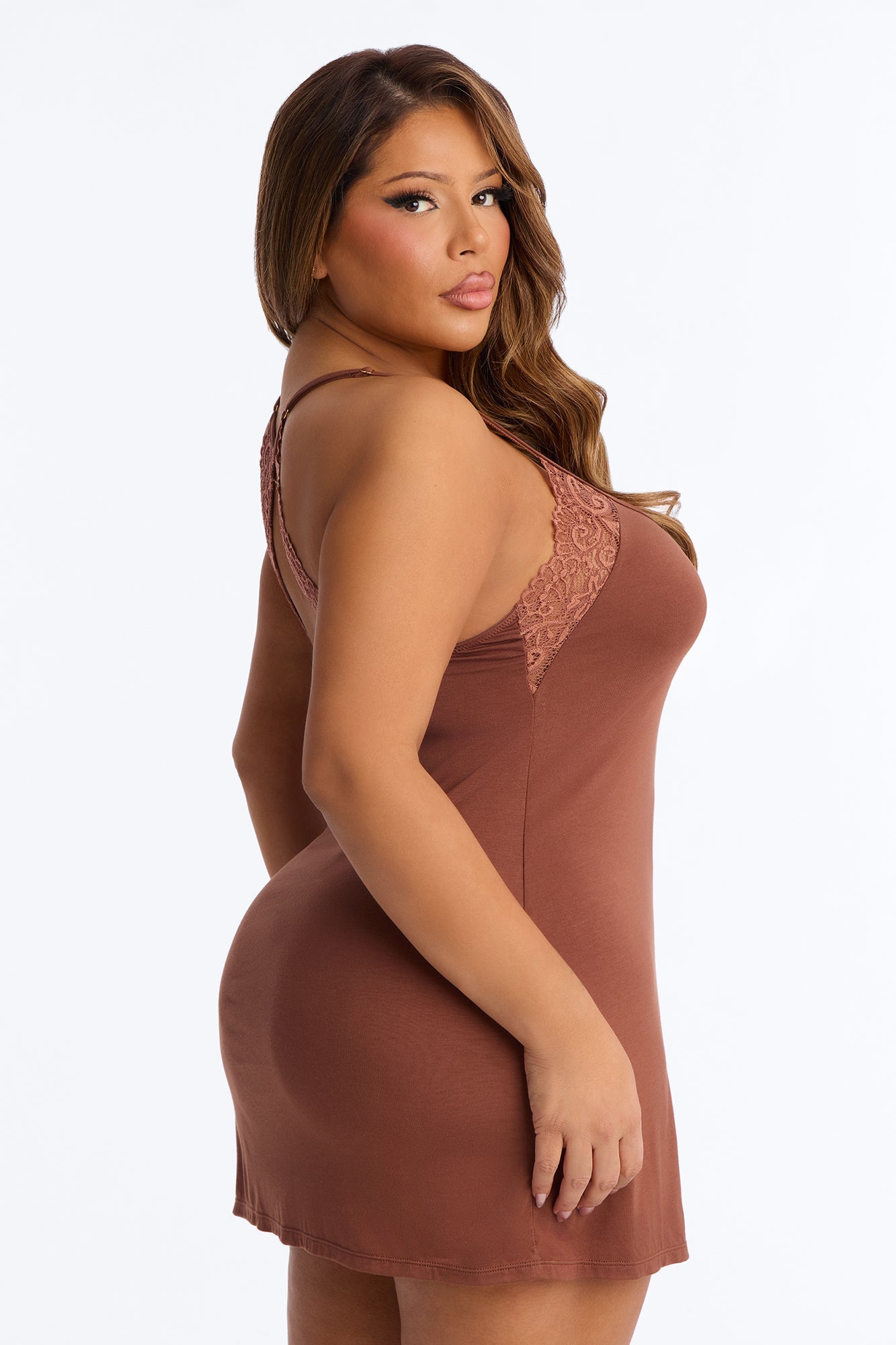 Feel For You Racerback Chemise - Mocha