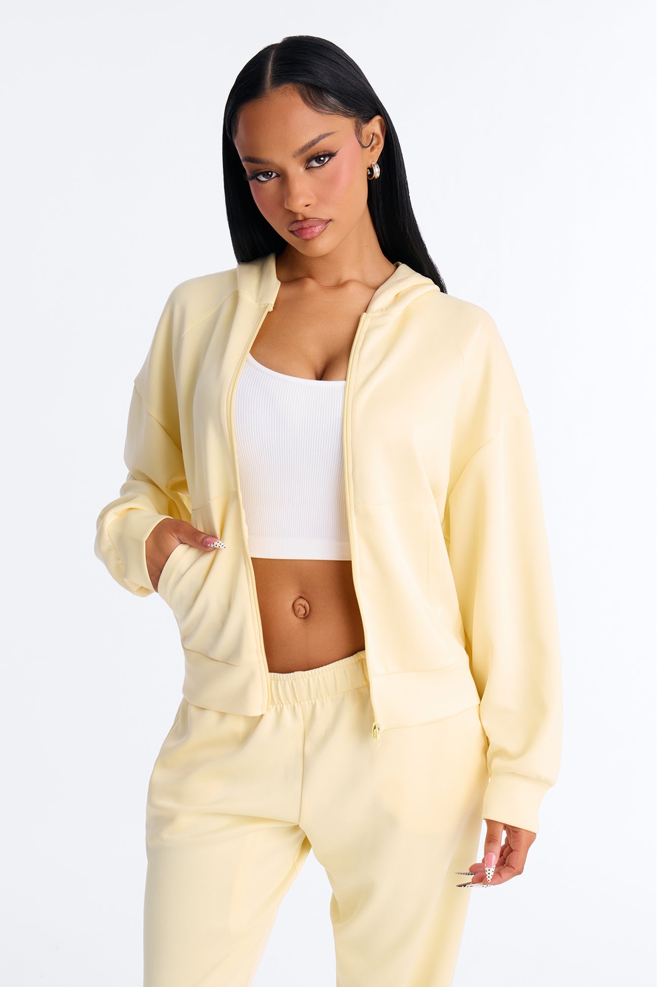 Sophia Scuba Zip Up Jogger Set - Yellow