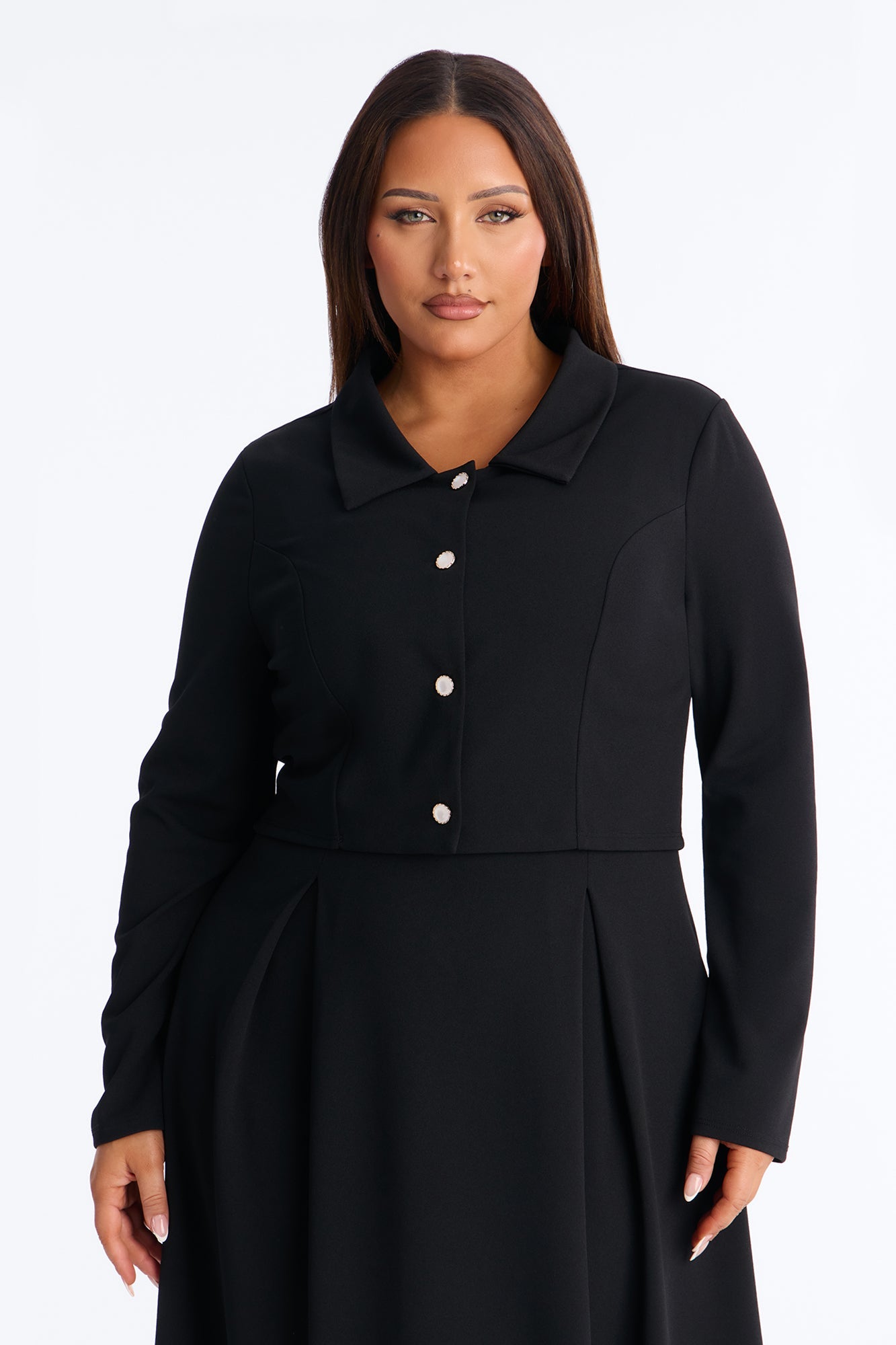 Janae Pleated Midi Dress 2 Piece Set - Black