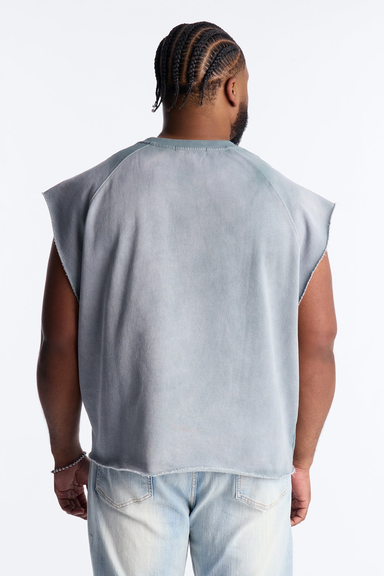 Boiler Washed Boxy Muscle Tee - Slate Blue