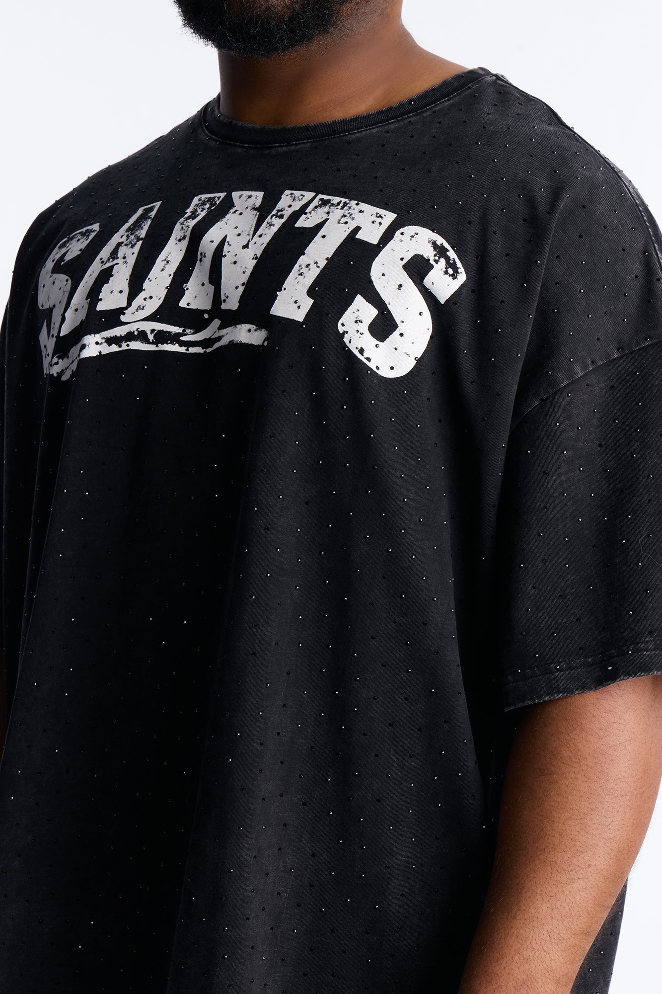 Saints Rhinestone Premium Short Sleeve Tee - Black