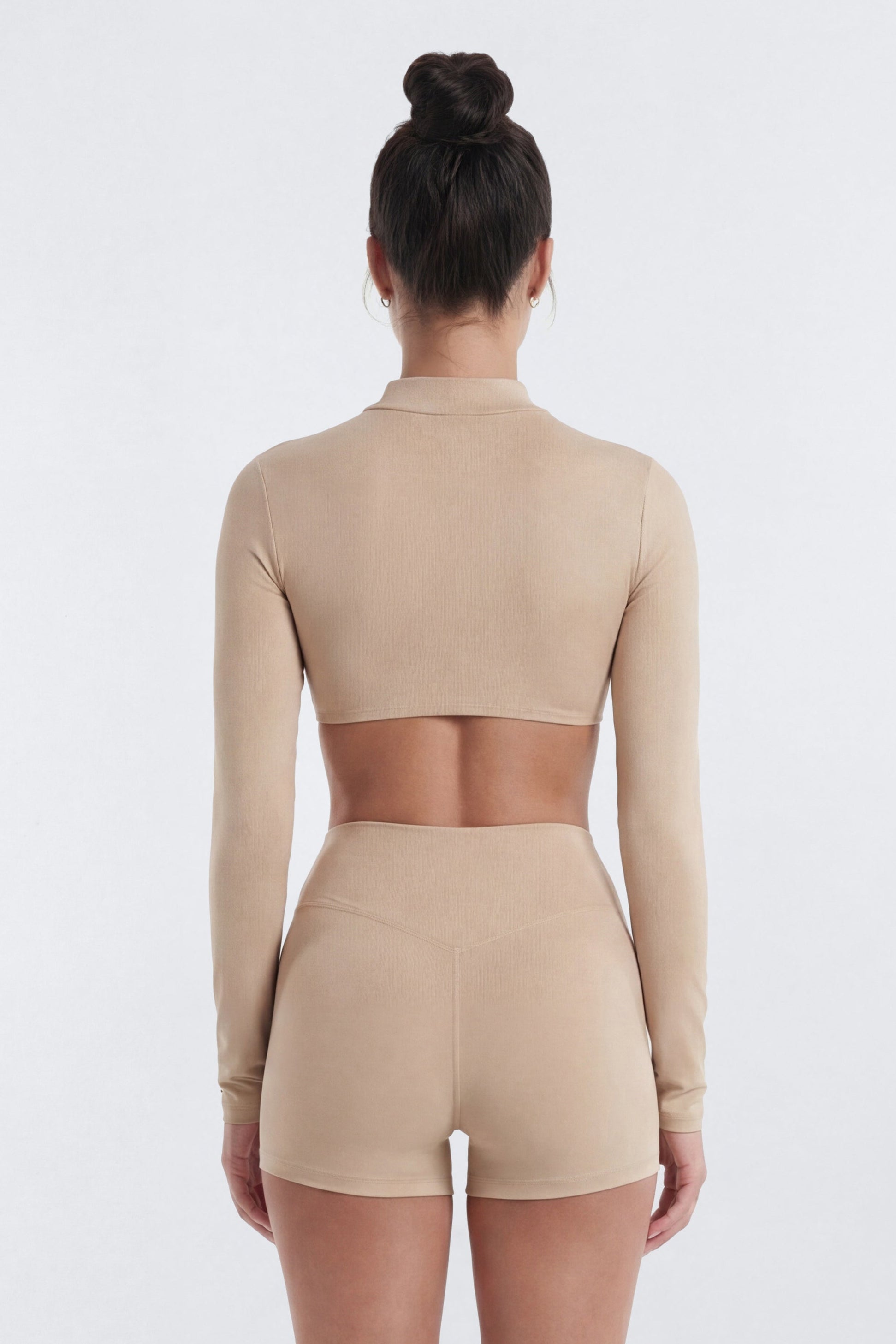 AirSculpt™ Long Sleeve Front Zip Sports Top - Taupe