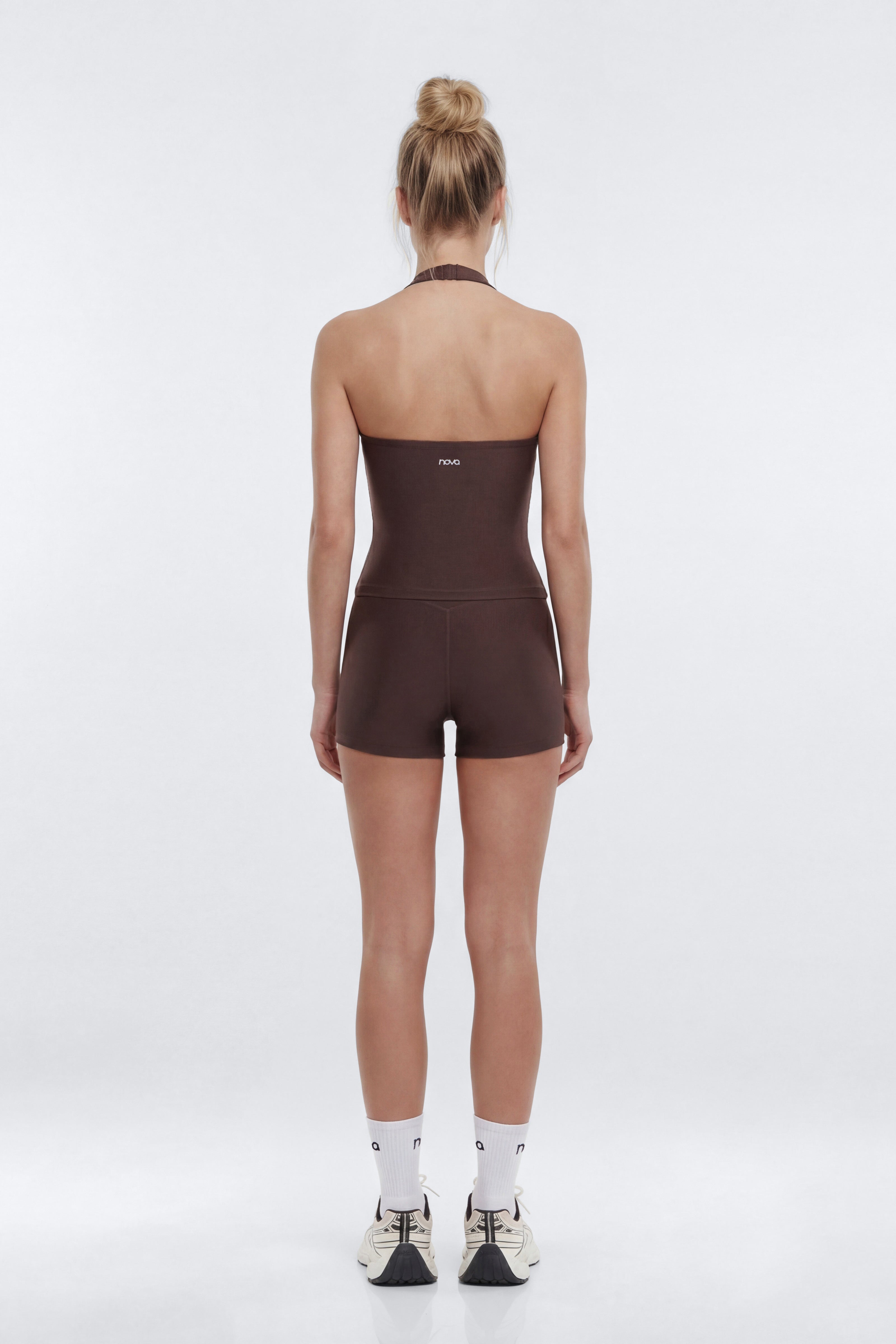 AirSculpt™ High Neck Halter Sports Tank - Brown