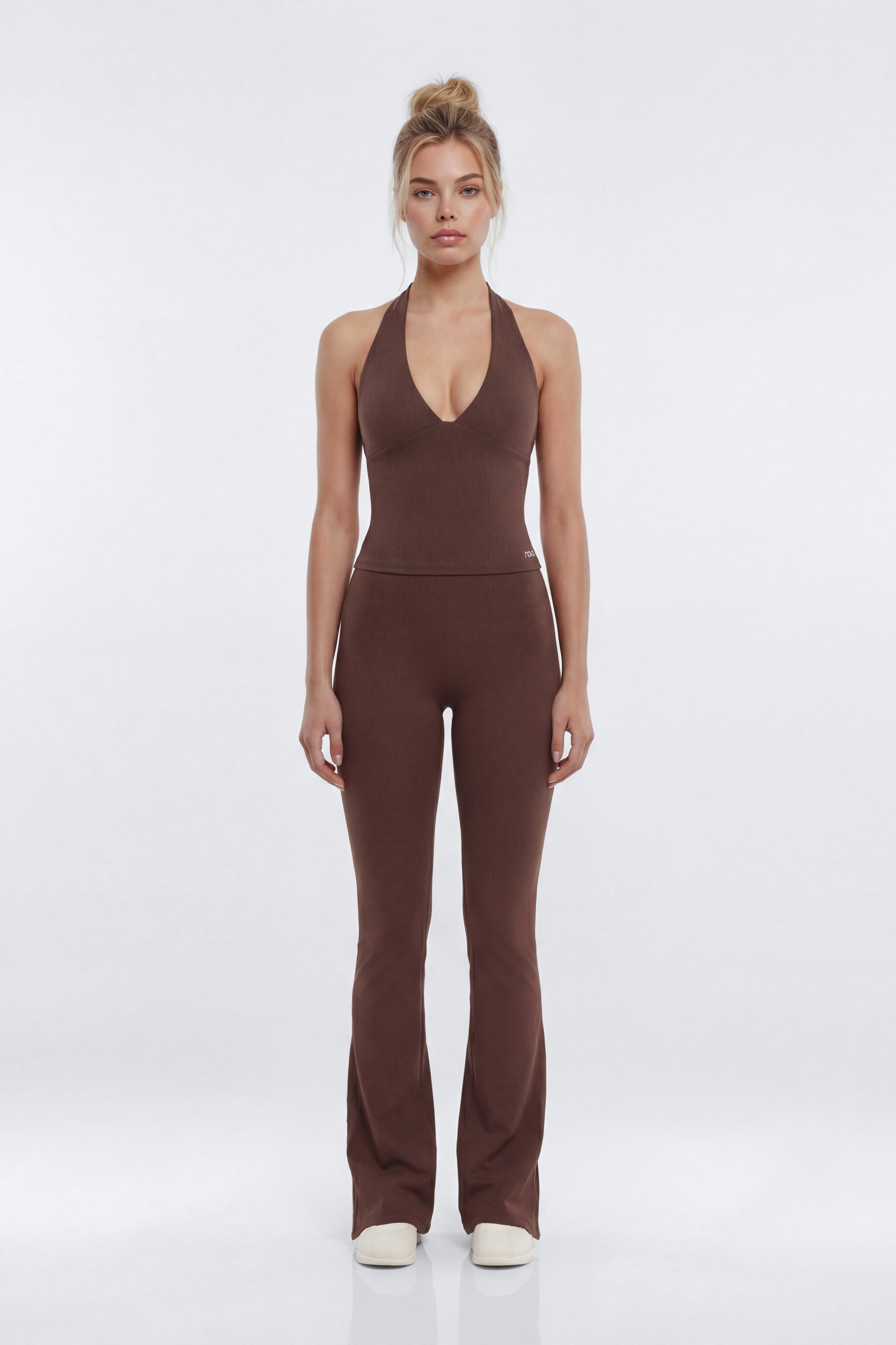 ProStretch™ V Neck Sports Halter Top - Brown