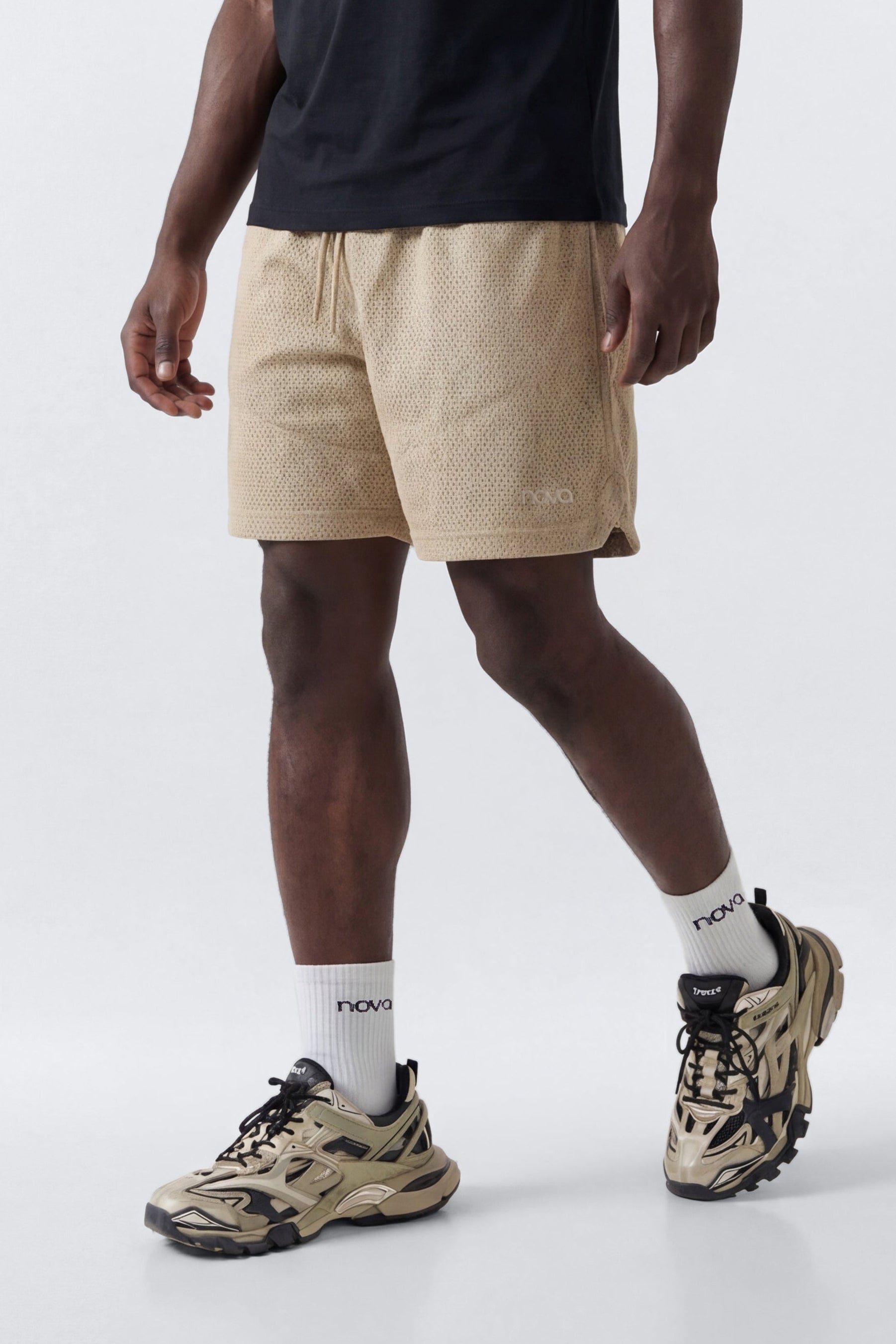 Athletic Mesh 7″ Basketball Shorts - Taupe