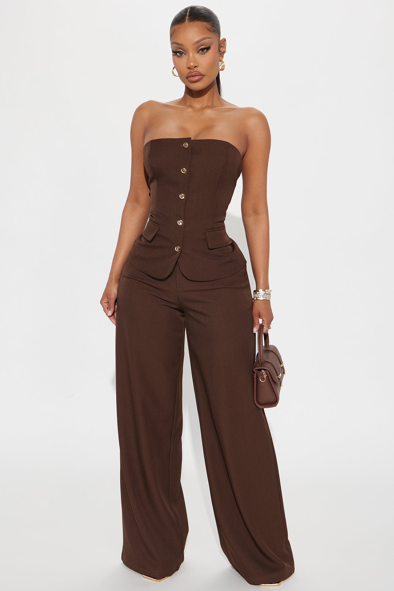 Shayla Pant Set - Chocolate