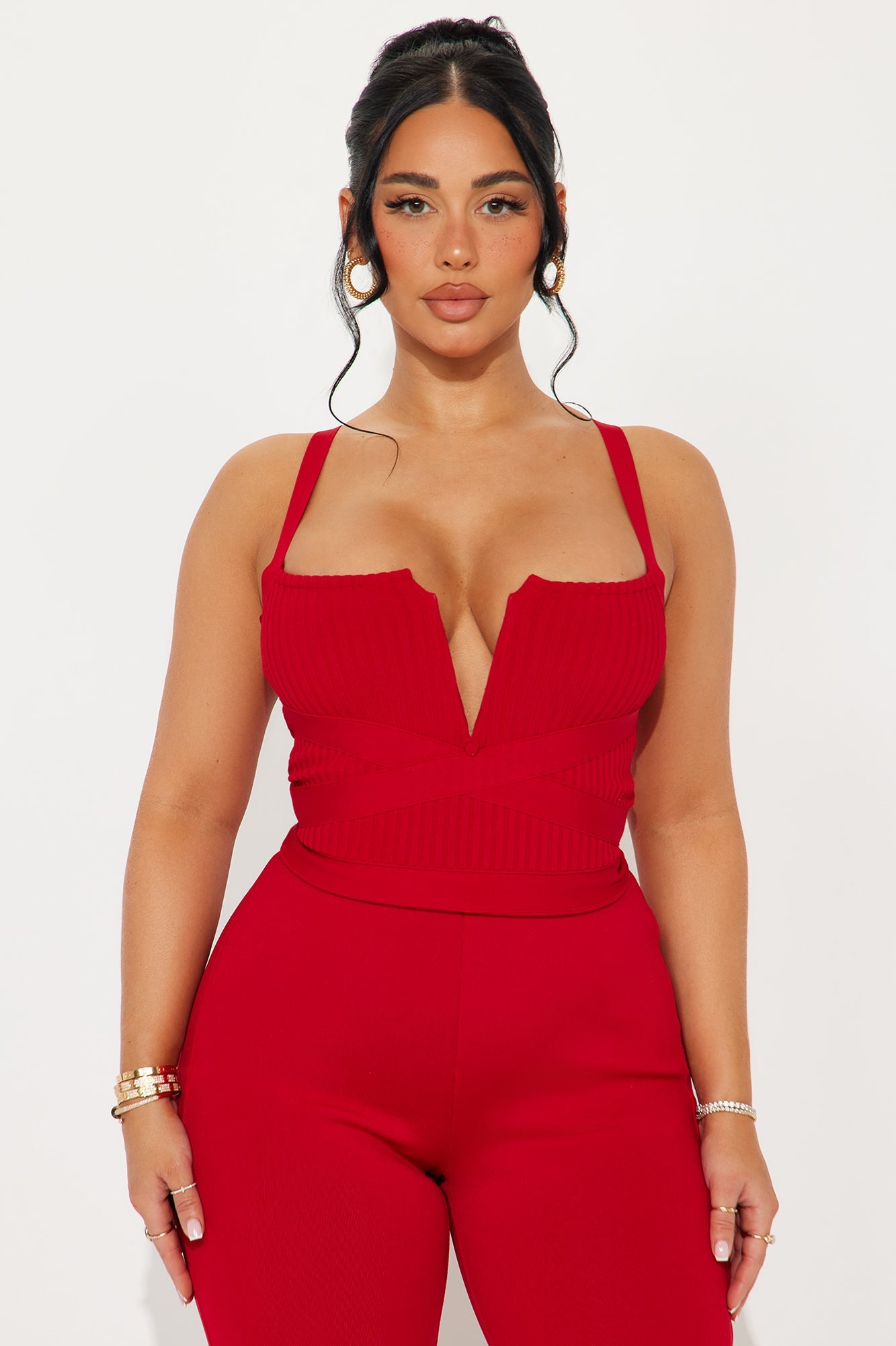 Misty Bandage Jumpsuit - Red