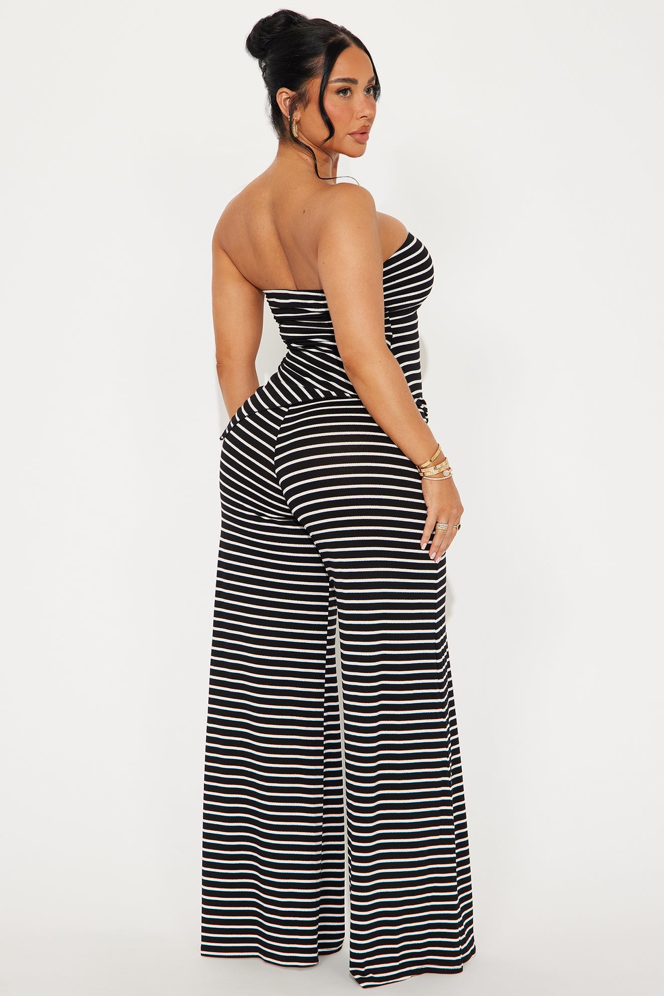 Athena Striped Pant Set - Black/White