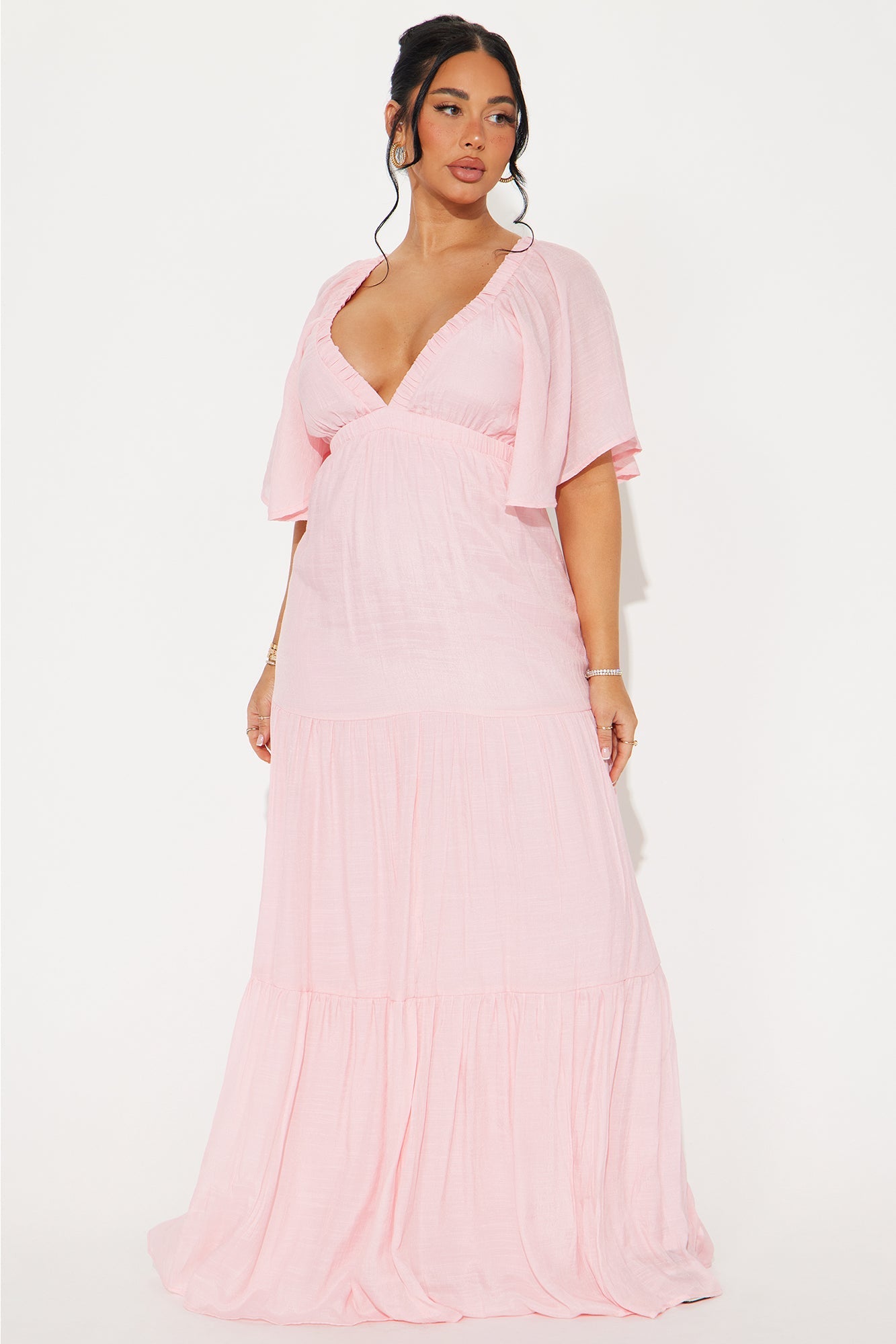 Elena Ruffle Maxi Dress - Blush