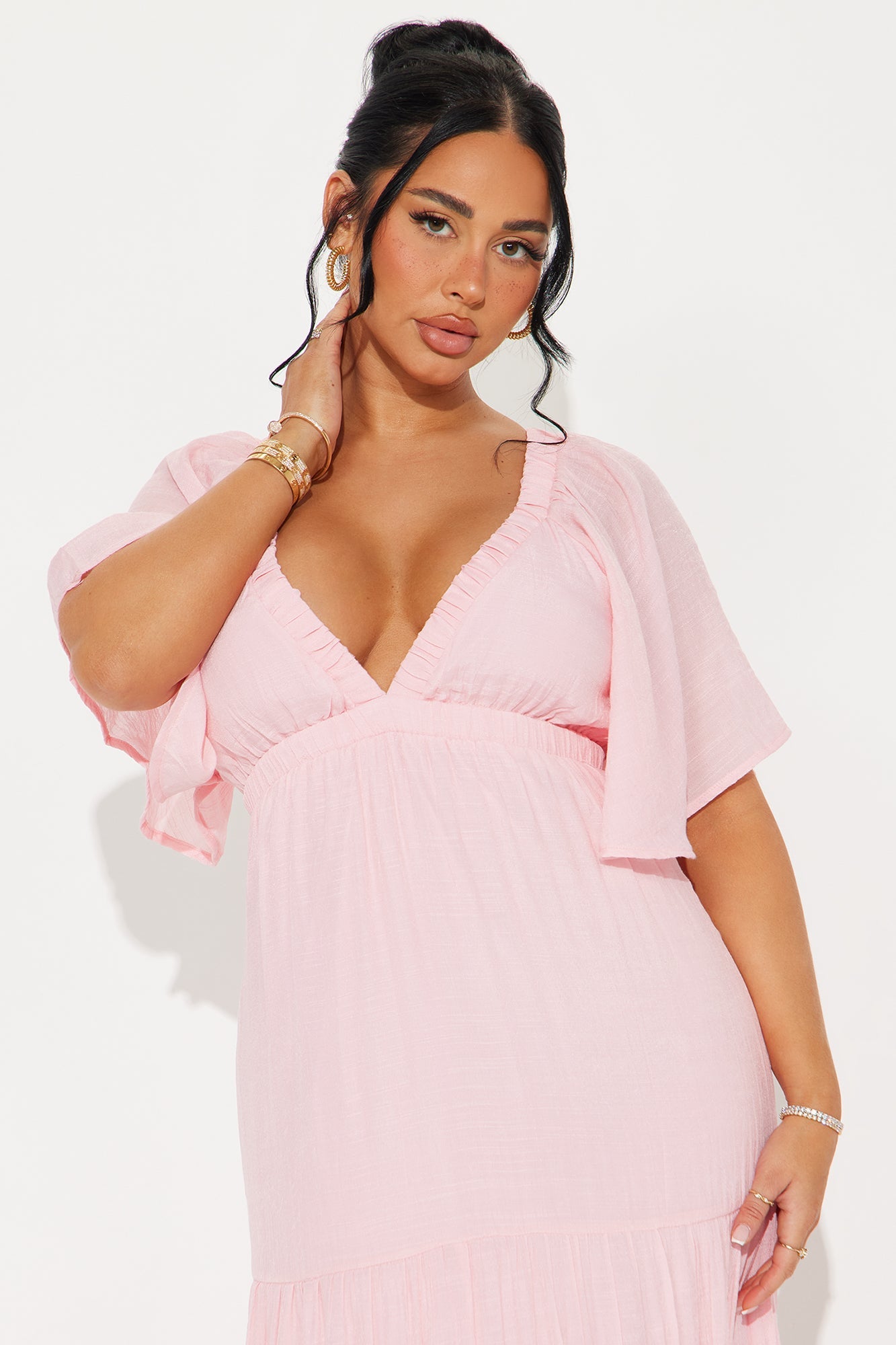 Elena Ruffle Maxi Dress - Blush