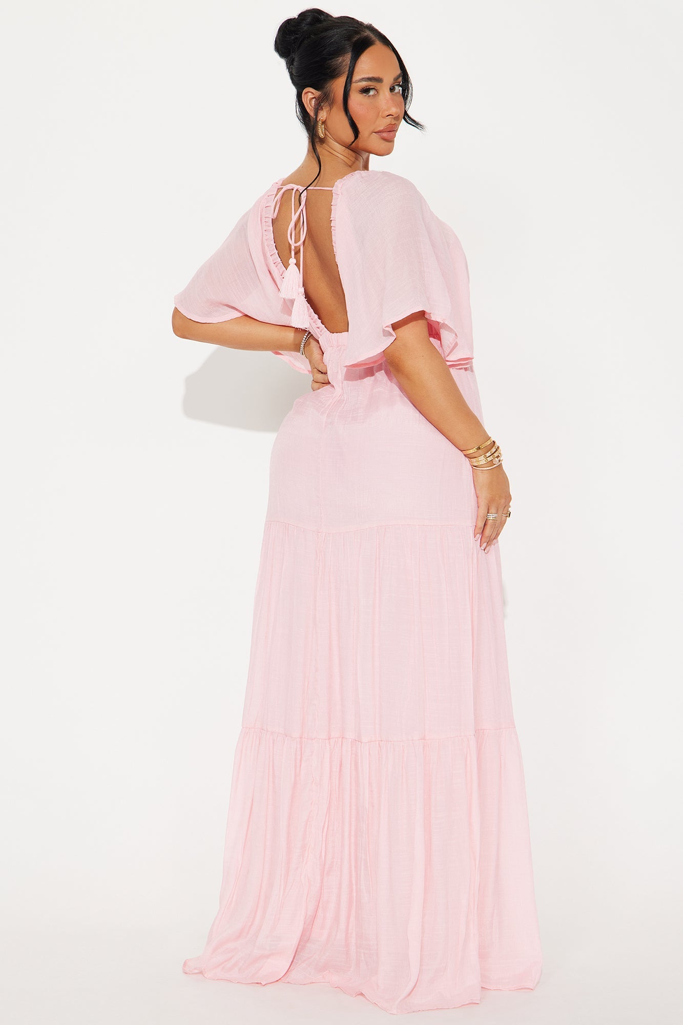 Elena Ruffle Maxi Dress - Blush