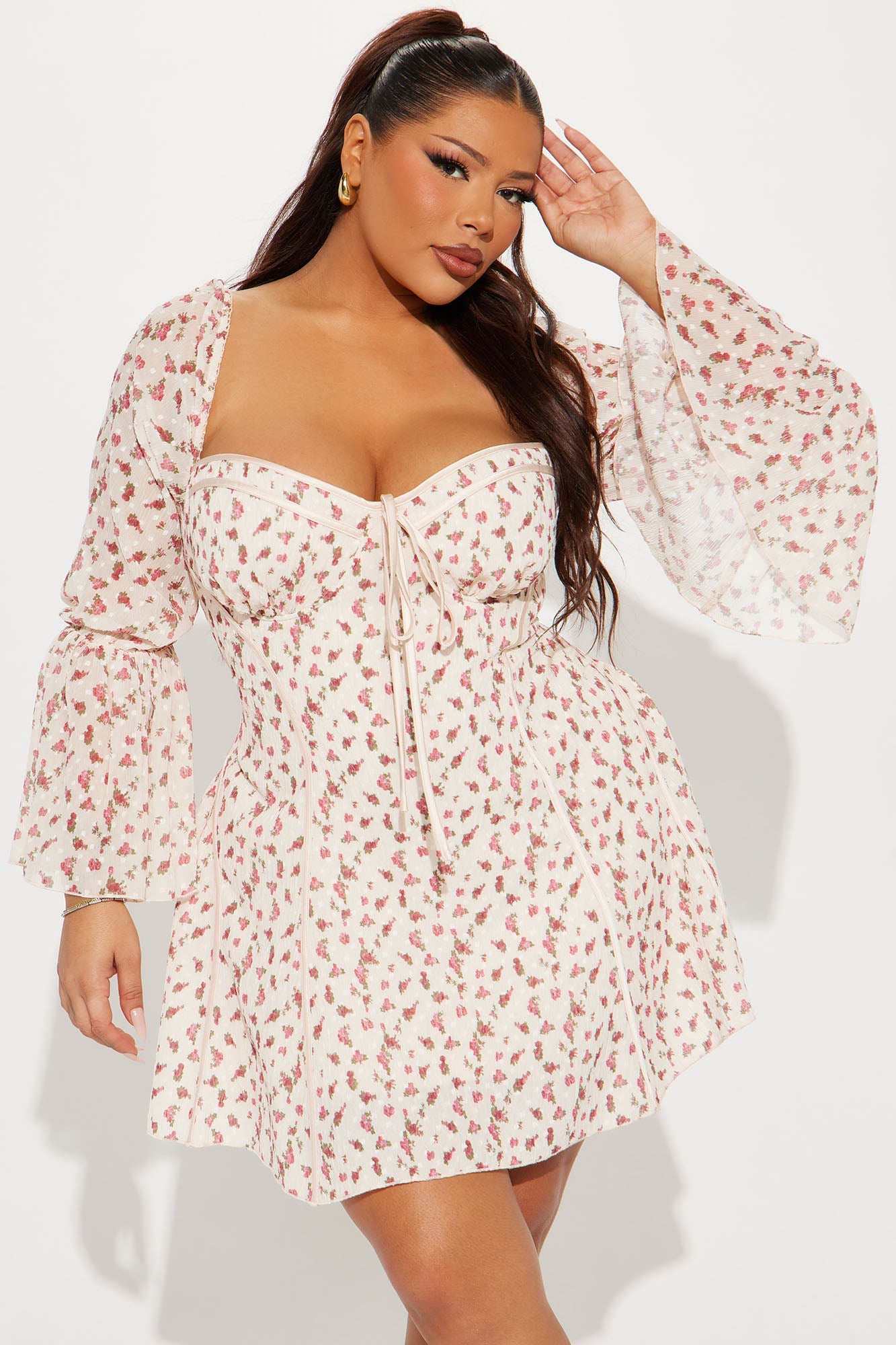 Soft Spoken Floral Mini Dress - Blush
