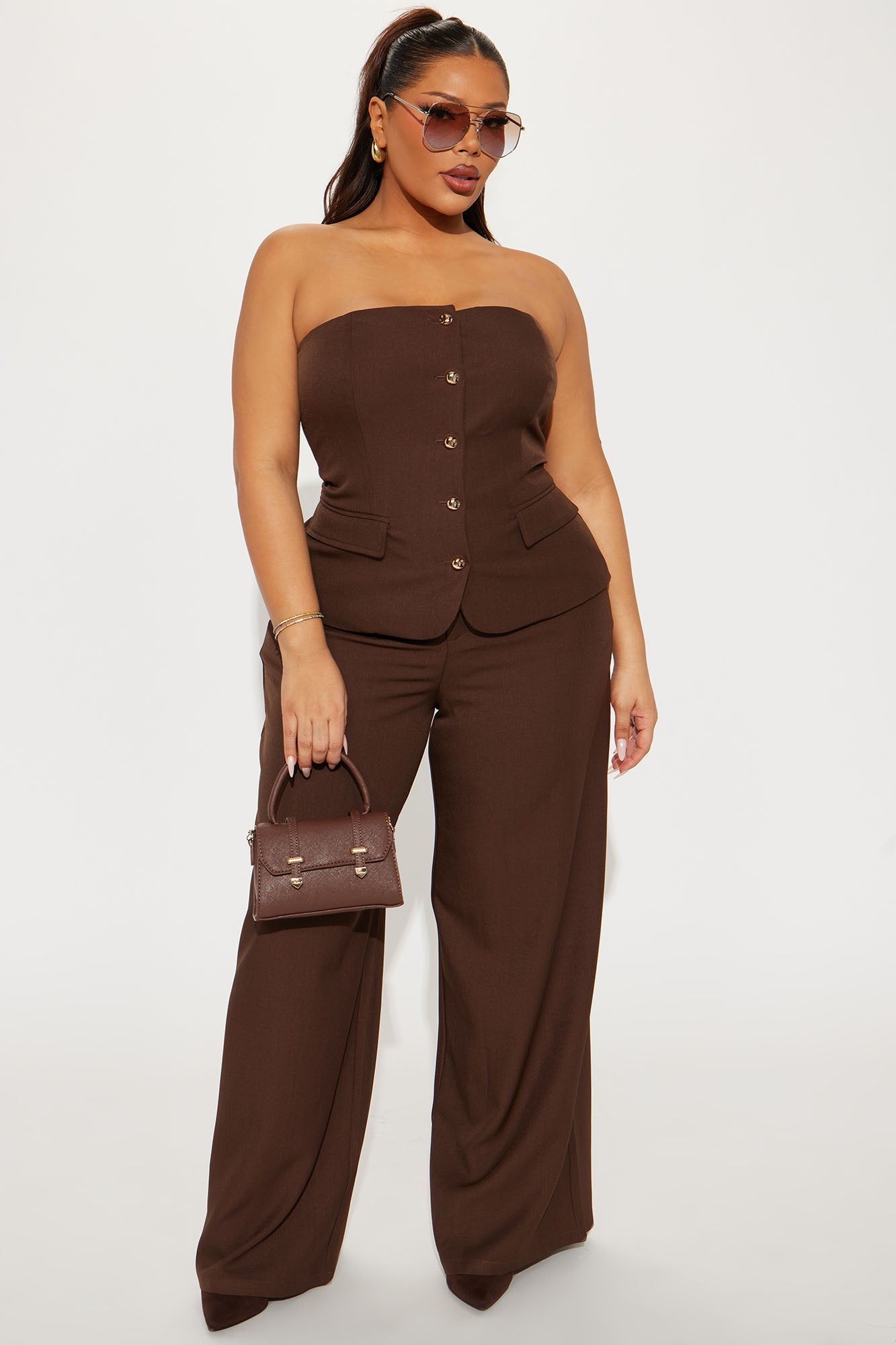 Shayla Pant Set - Chocolate