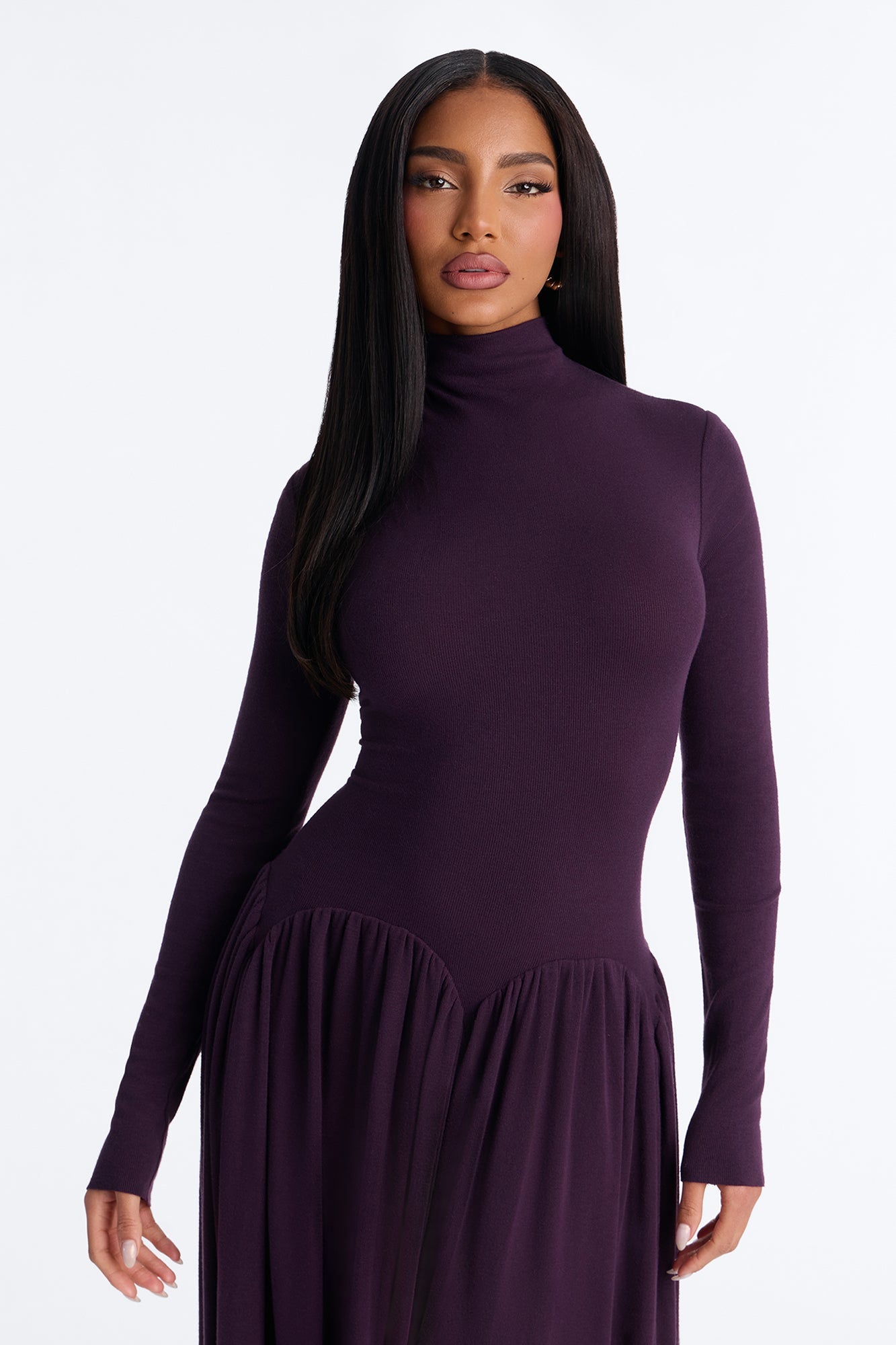 Alayna Long Sleeve Sweater Maxi Dress - Purple