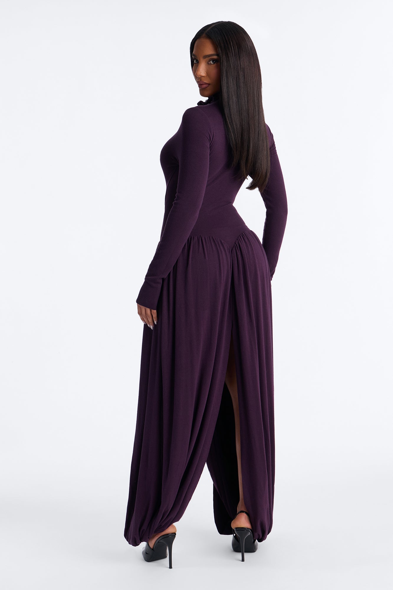 Alayna Long Sleeve Sweater Maxi Dress - Purple