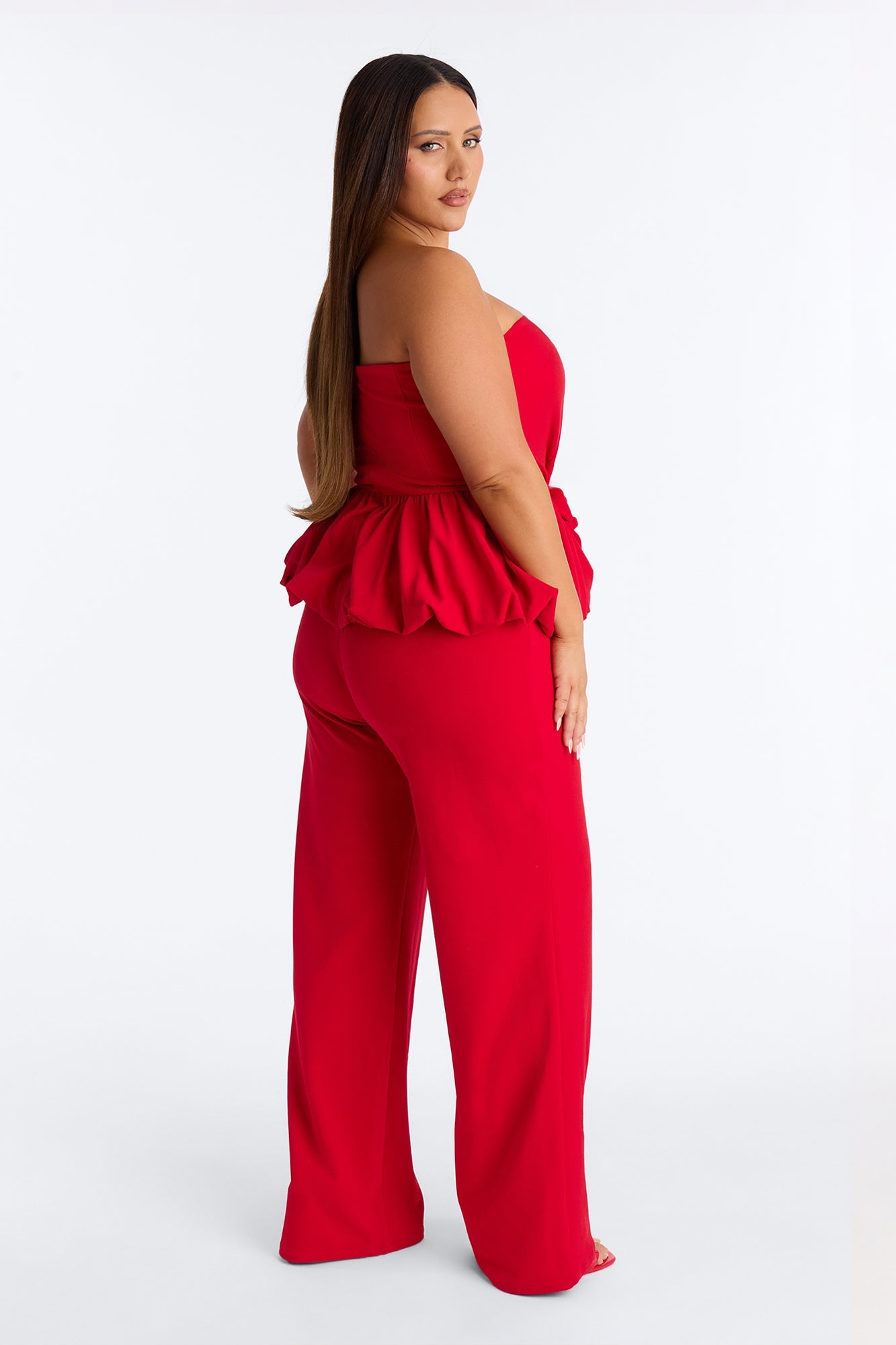 Dream Life Peplum Jumpsuit - Red