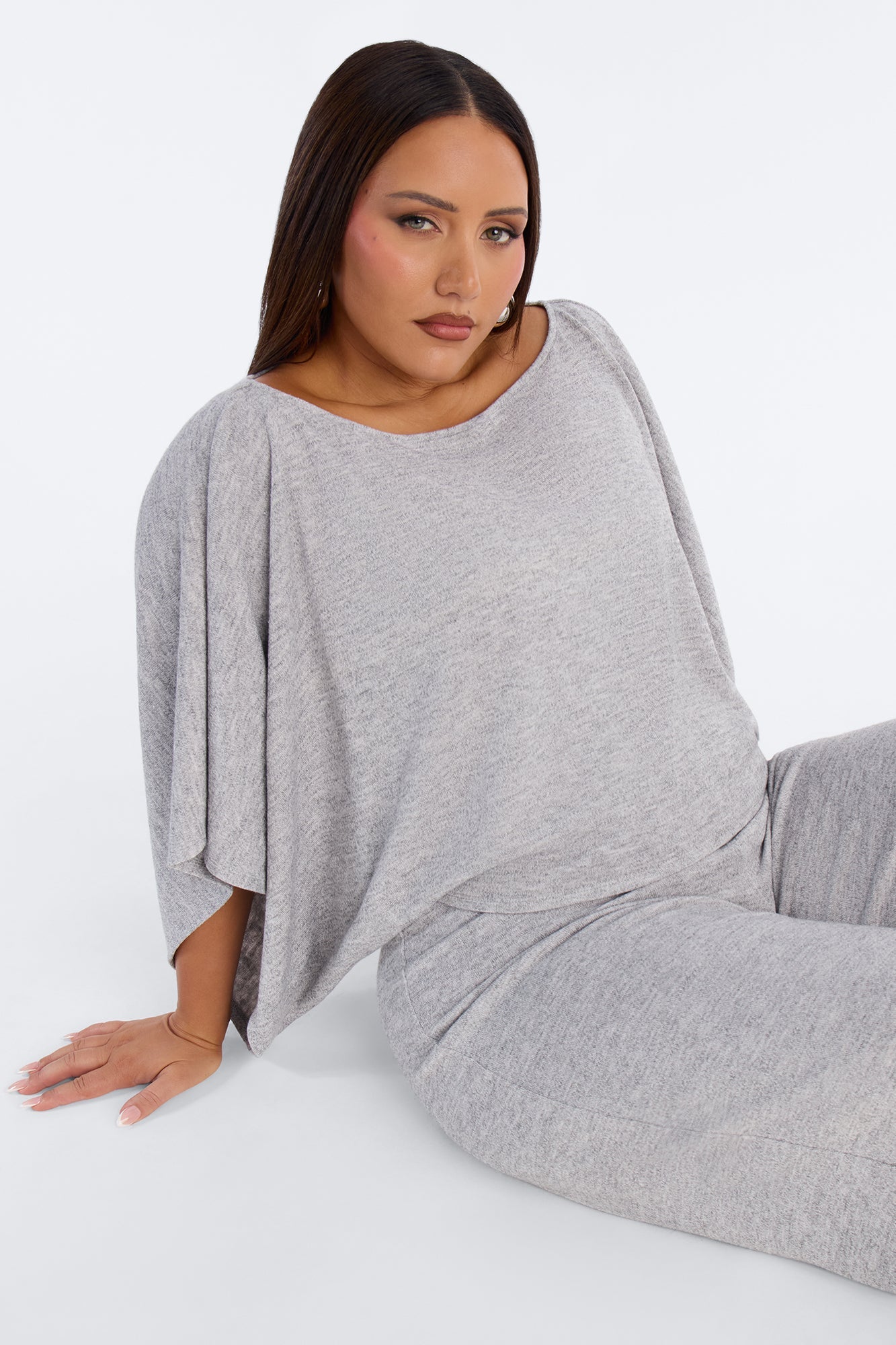 Cozy Sunday Wide Leg 2 Piece Jumpsuit - Heather Grey