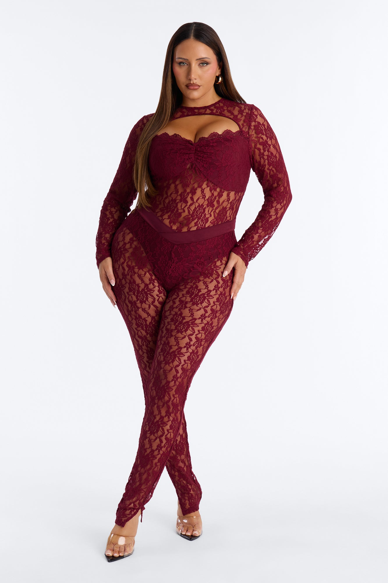 Gypsy Lace Jumpsuit - Burgundy