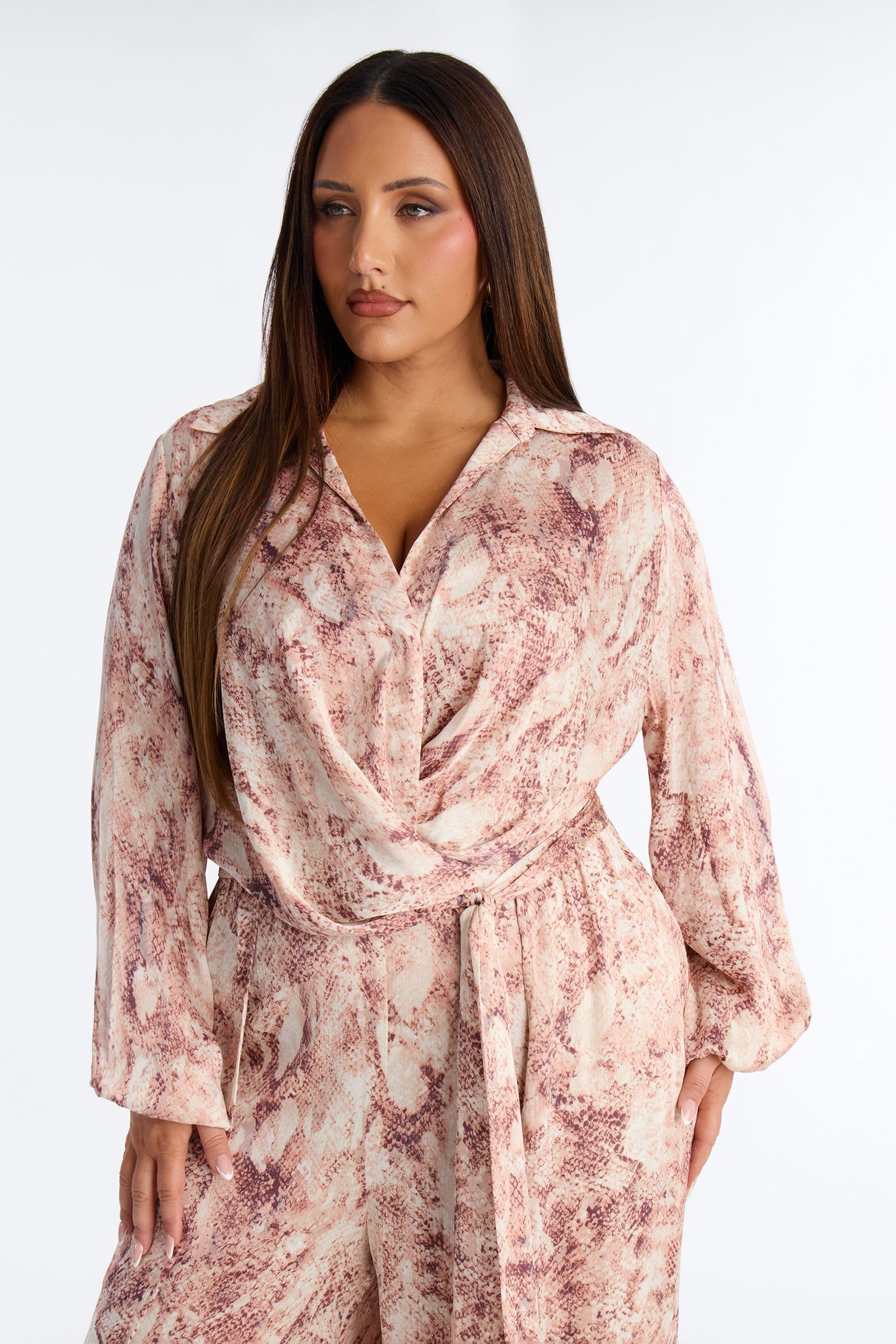 Stassi Snake Print Wide Leg Jumpsuit - Pink