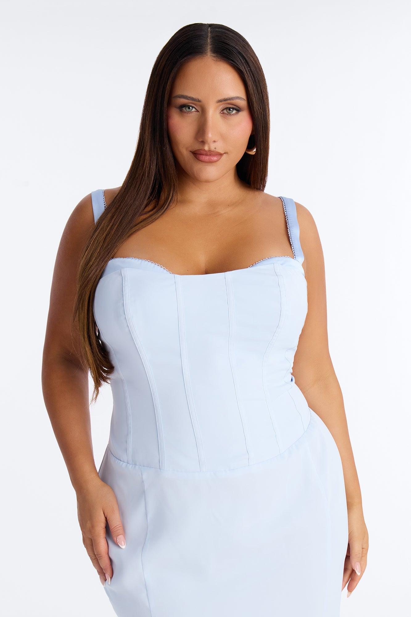 Zia Corset Mermaid Midi Dress - Light Blue