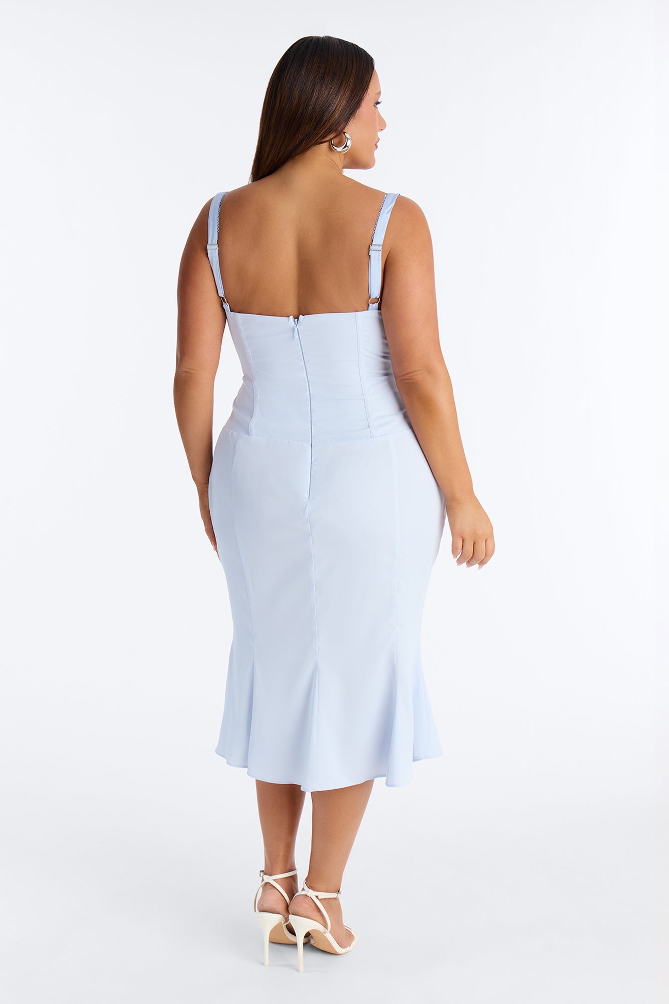 Zia Corset Mermaid Midi Dress - Light Blue