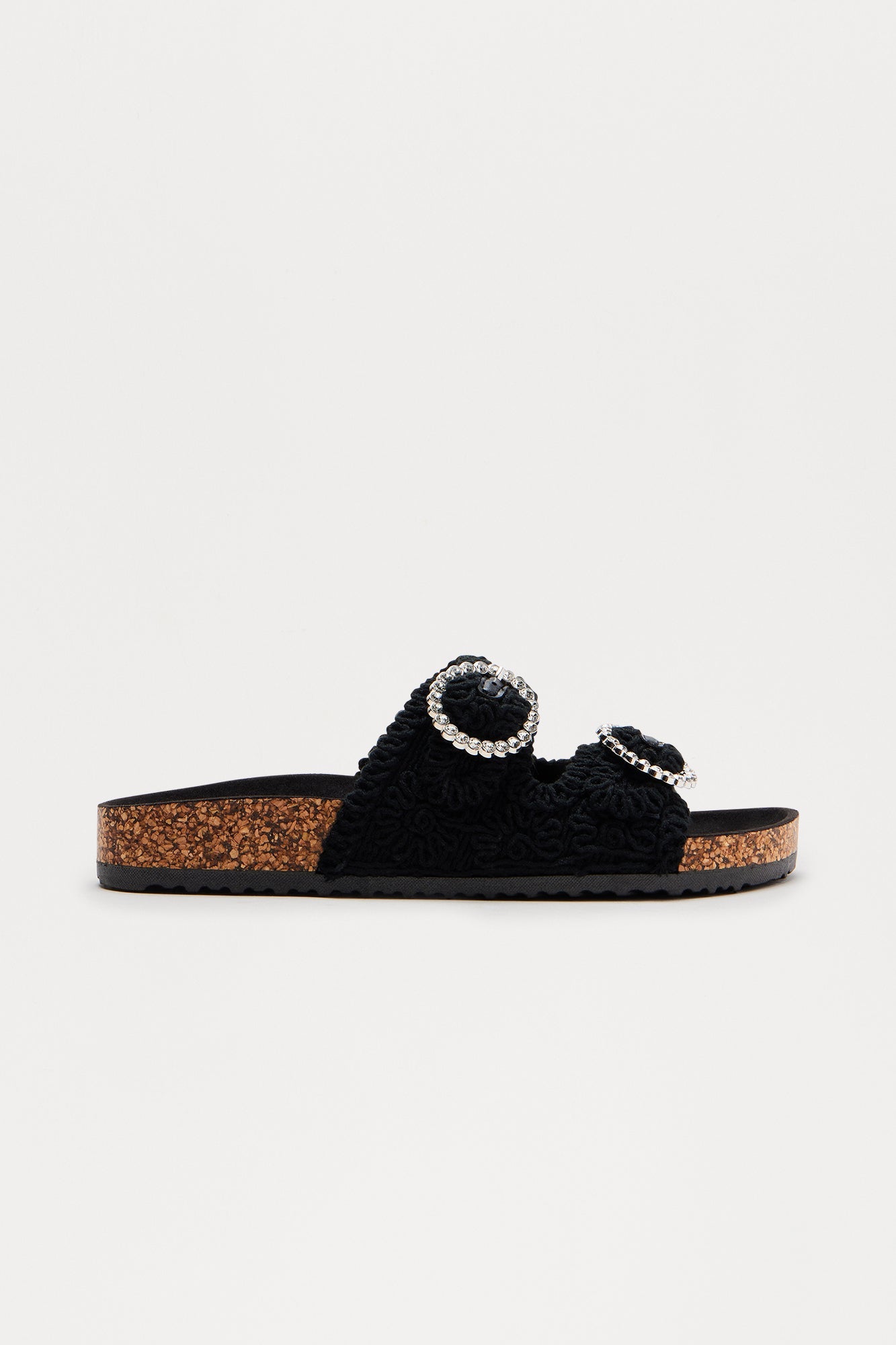 Miko Crochet Buckle Sandals - Black