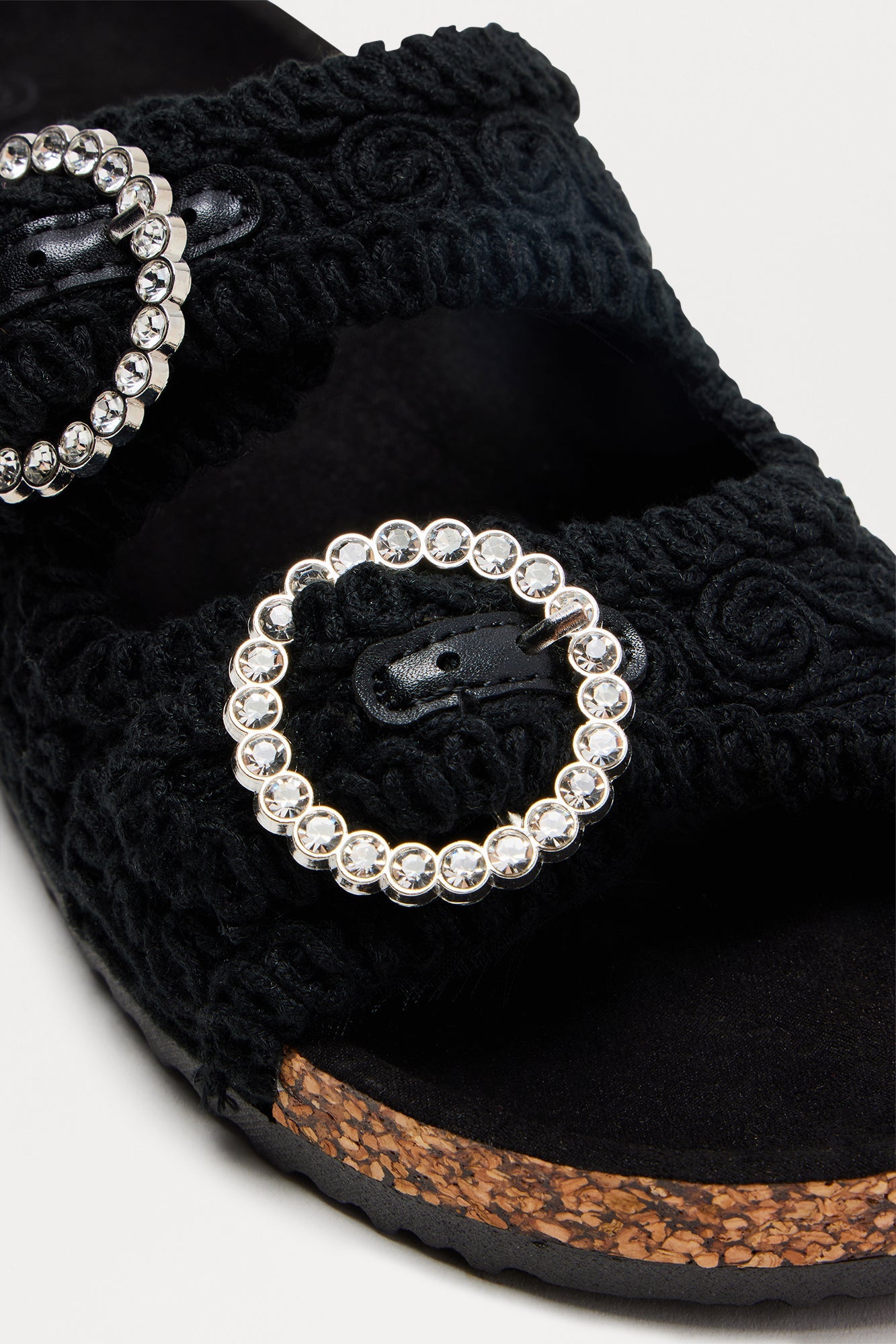 Miko Crochet Buckle Sandals - Black