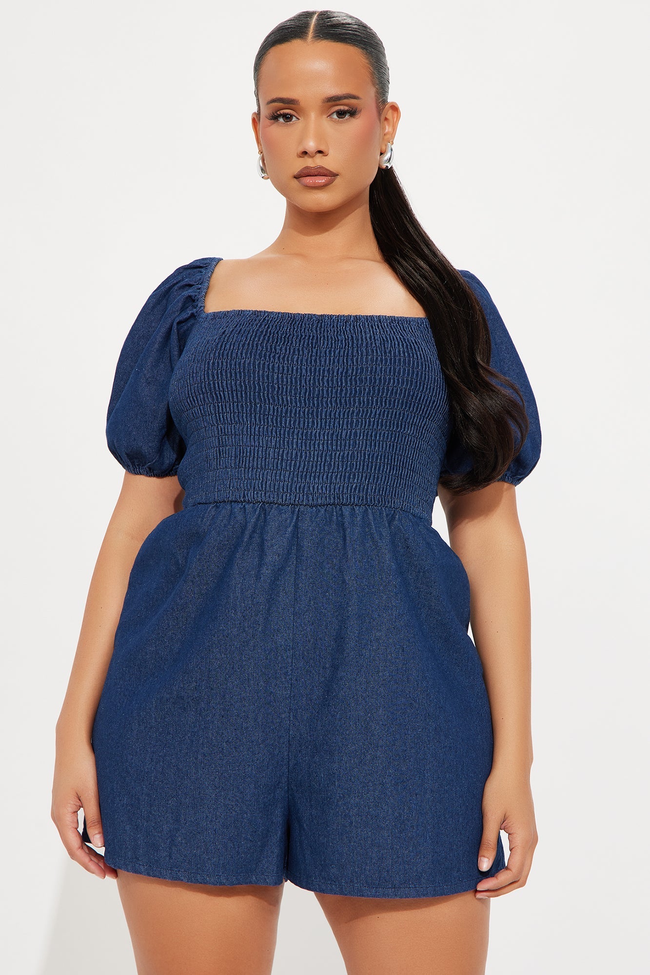 Playful Mood Denim Romper - Dark Wash