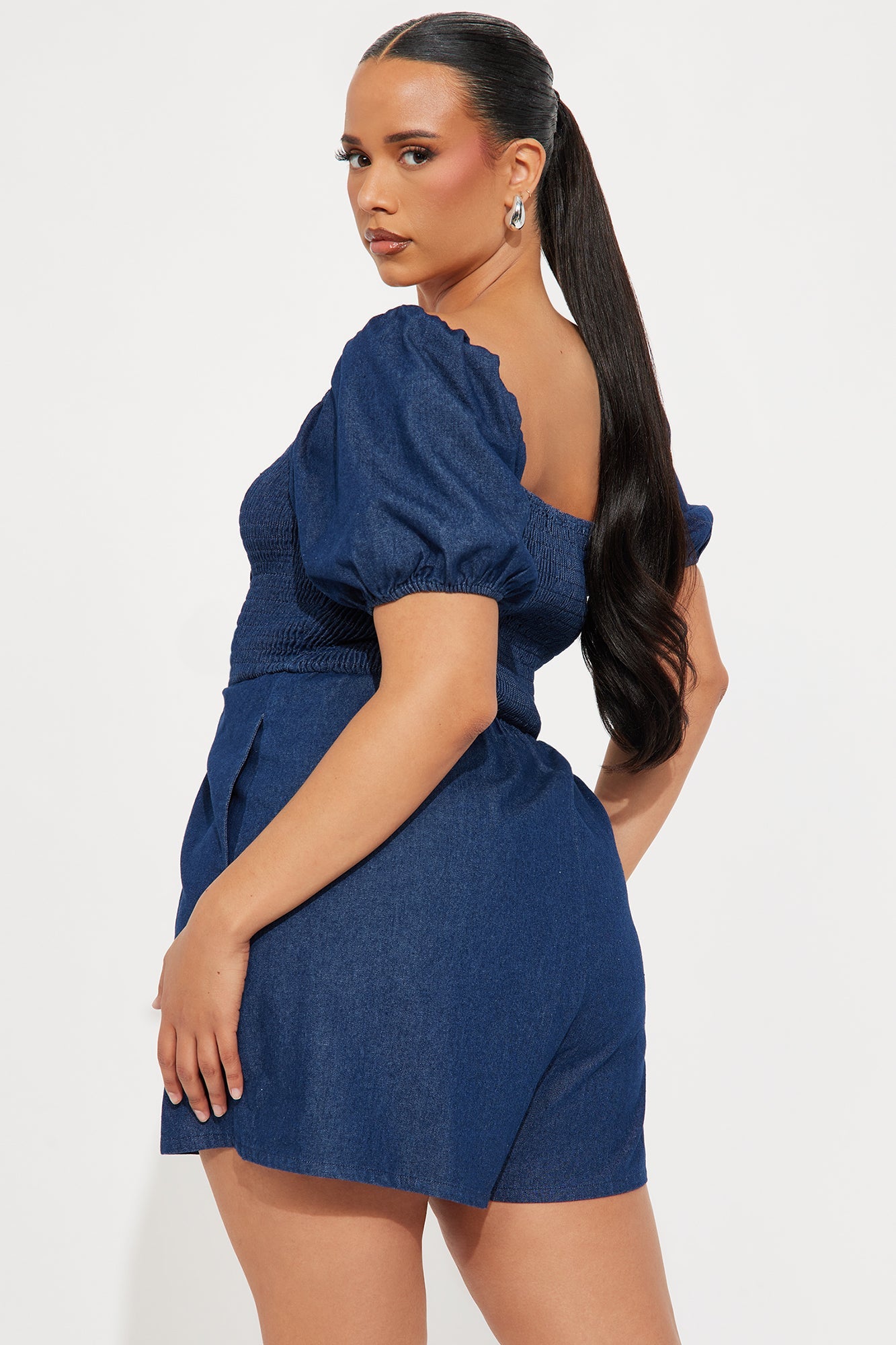 Playful Mood Denim Romper - Dark Wash
