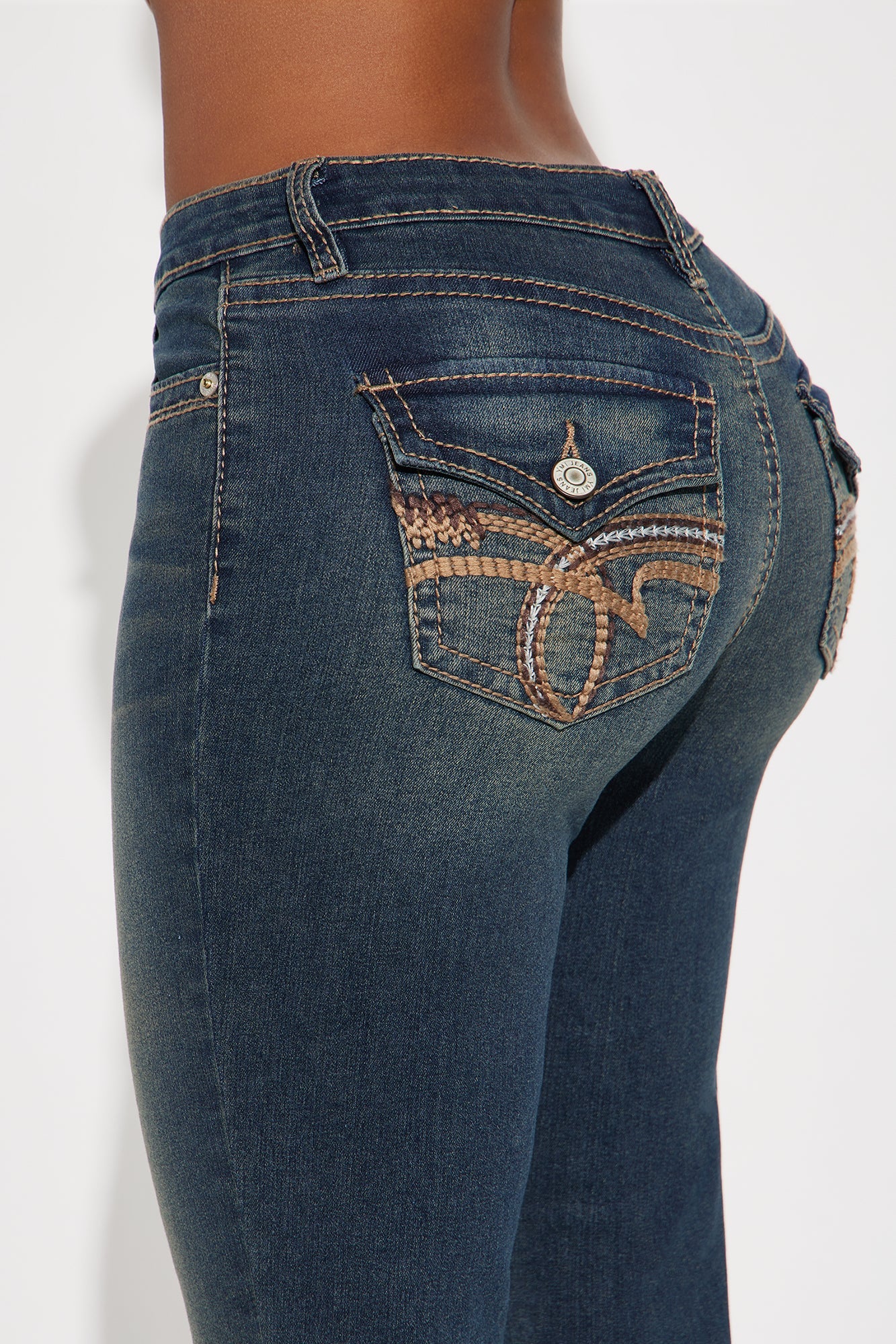 Sofia Embroidered Mid Rise Bootcut Jeans - Vintage Wash
