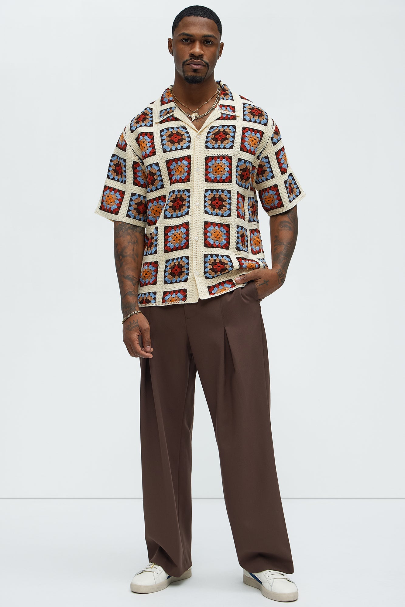 Ronan High Waisted Pleated Trousers - Brown