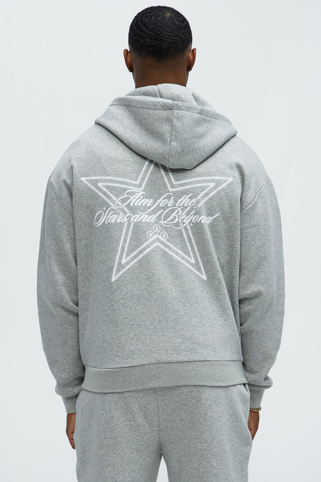 Aim For The Stars Zip Hoodie - Grey