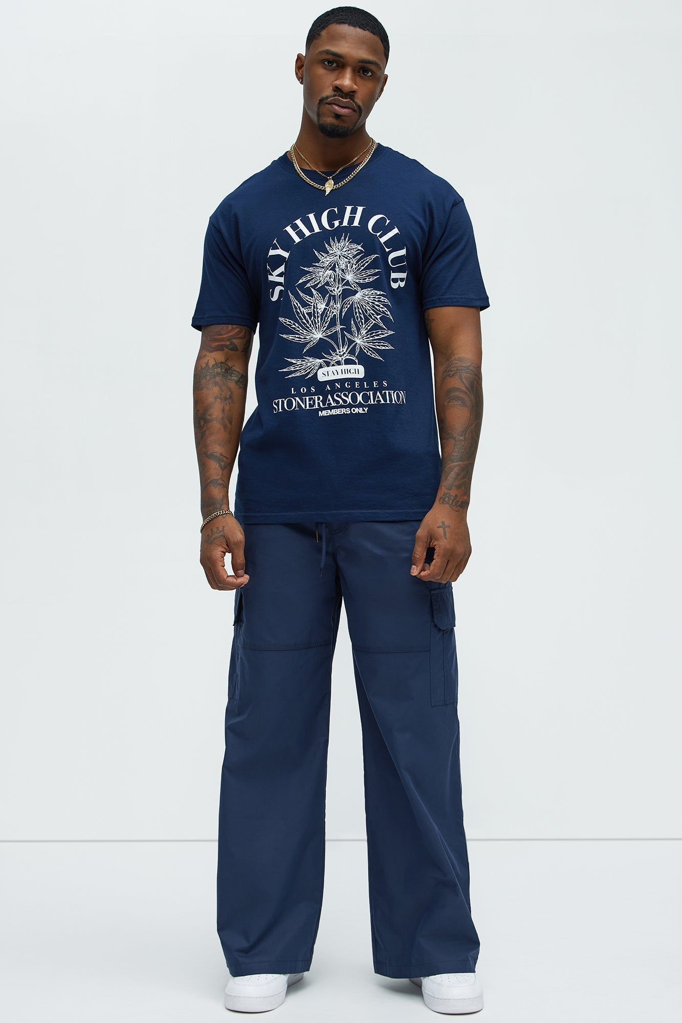 At The Time Baggy Cargo Pants - Navy